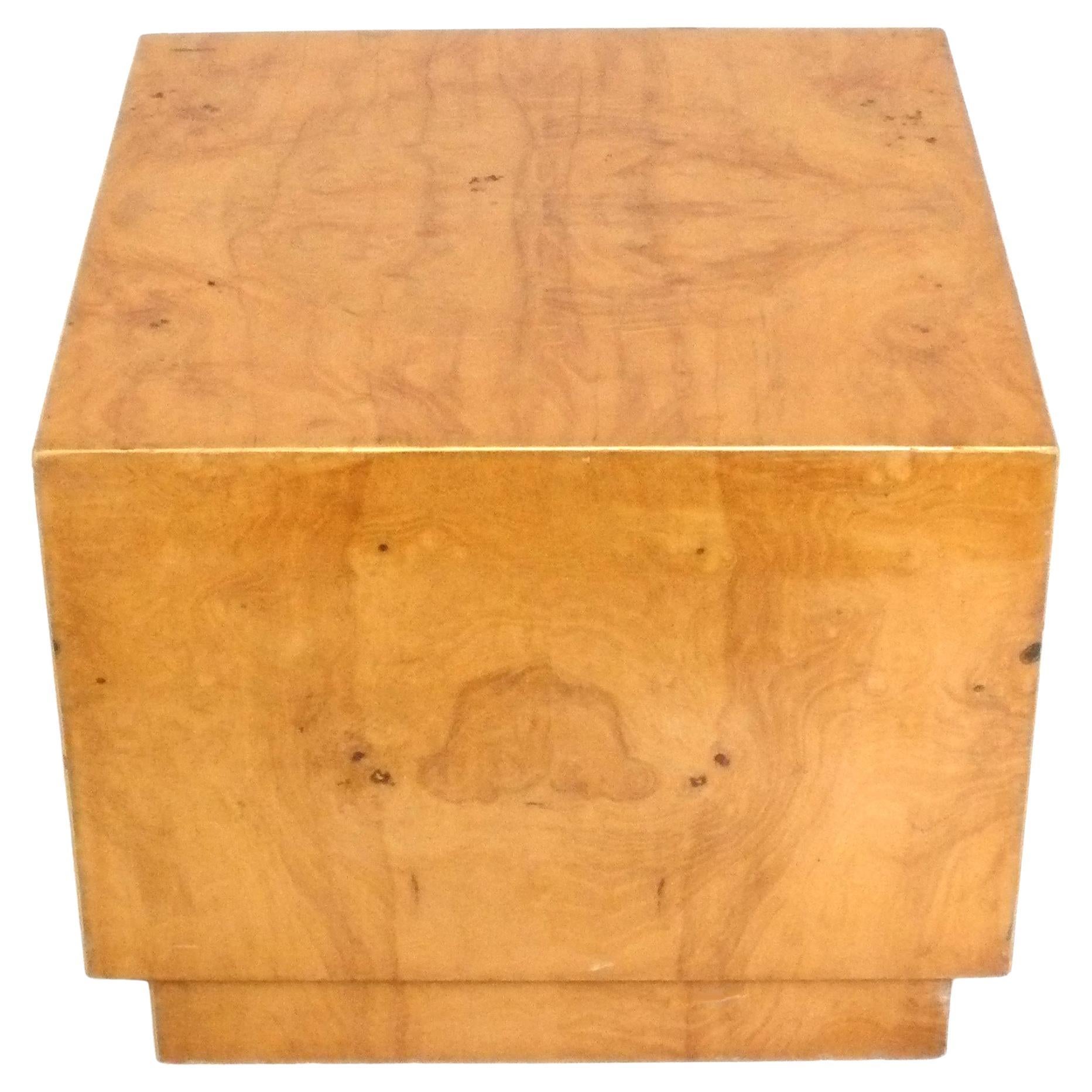 Burl Wood Cube Table attributed to Milo Baughman Mid Century Modern For Sale
