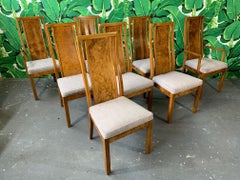 Burl Wood Dining Chairs by Founders Furniture in the Manner of Milo Baughman