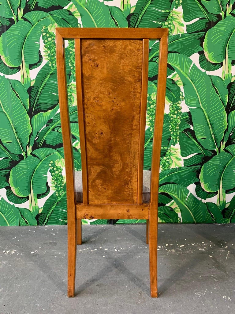 Burl Wood Dining Chairs by Founders Furniture in the Manner of Milo