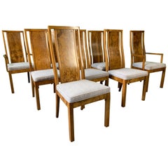 Retro Burl Wood Dining Chairs by Founders Furniture in the Manner of Milo Baughman