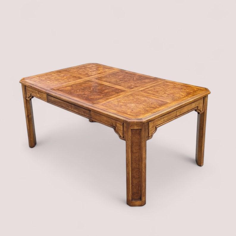 Mesa de Comedor de Madera de Burl, Hollywood Regency, Rectangular, Mediados de Siglo en venta 4
