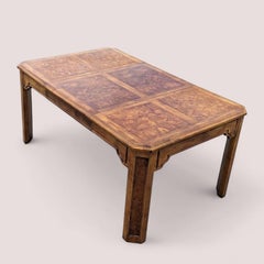 Burl Wood Dining Table, Hollywood Regency, Rectangular, Mid Century