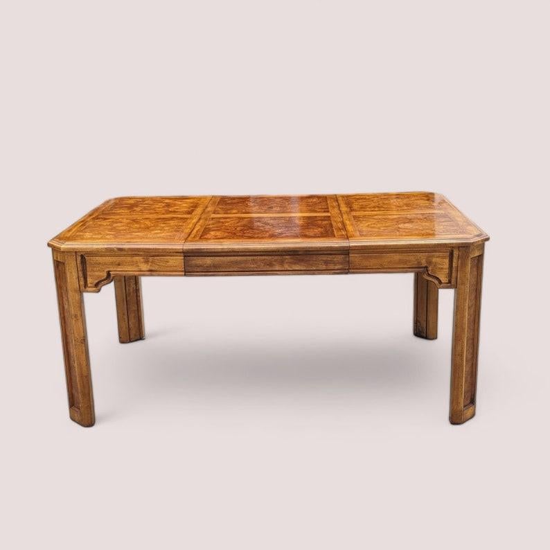 Mesa de Comedor de Madera de Burl, Hollywood Regency, Rectangular, Mediados de Siglo Desconocido en venta