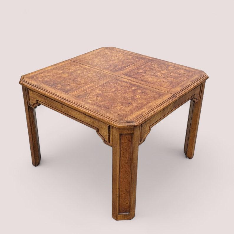 Mesa de Comedor de Madera de Burl, Hollywood Regency, Rectangular, Mediados de Siglo en Bueno estado para la venta en Rancho Cucamonga, CA