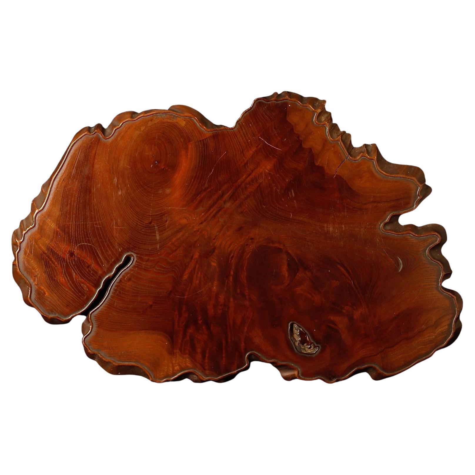 Burl wood Display Stand with Beautiful Grai / Shikiita stand / tea ceremony tray For Sale