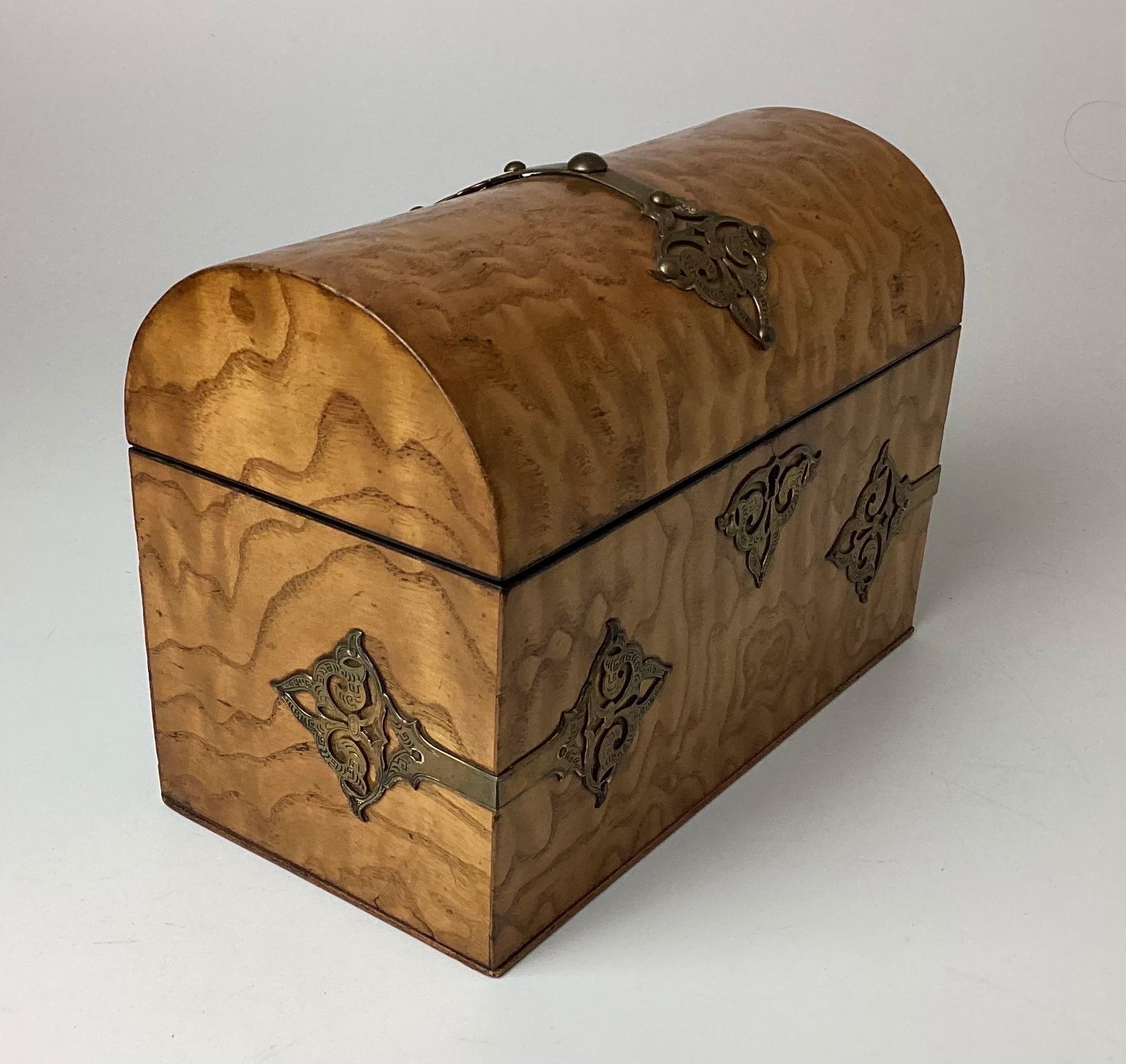 Burl Wood Dome Letter Writing Treasure Box For Sale 1