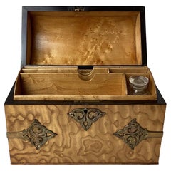 Antique Burl Wood Dome Letter Writing Treasure Box