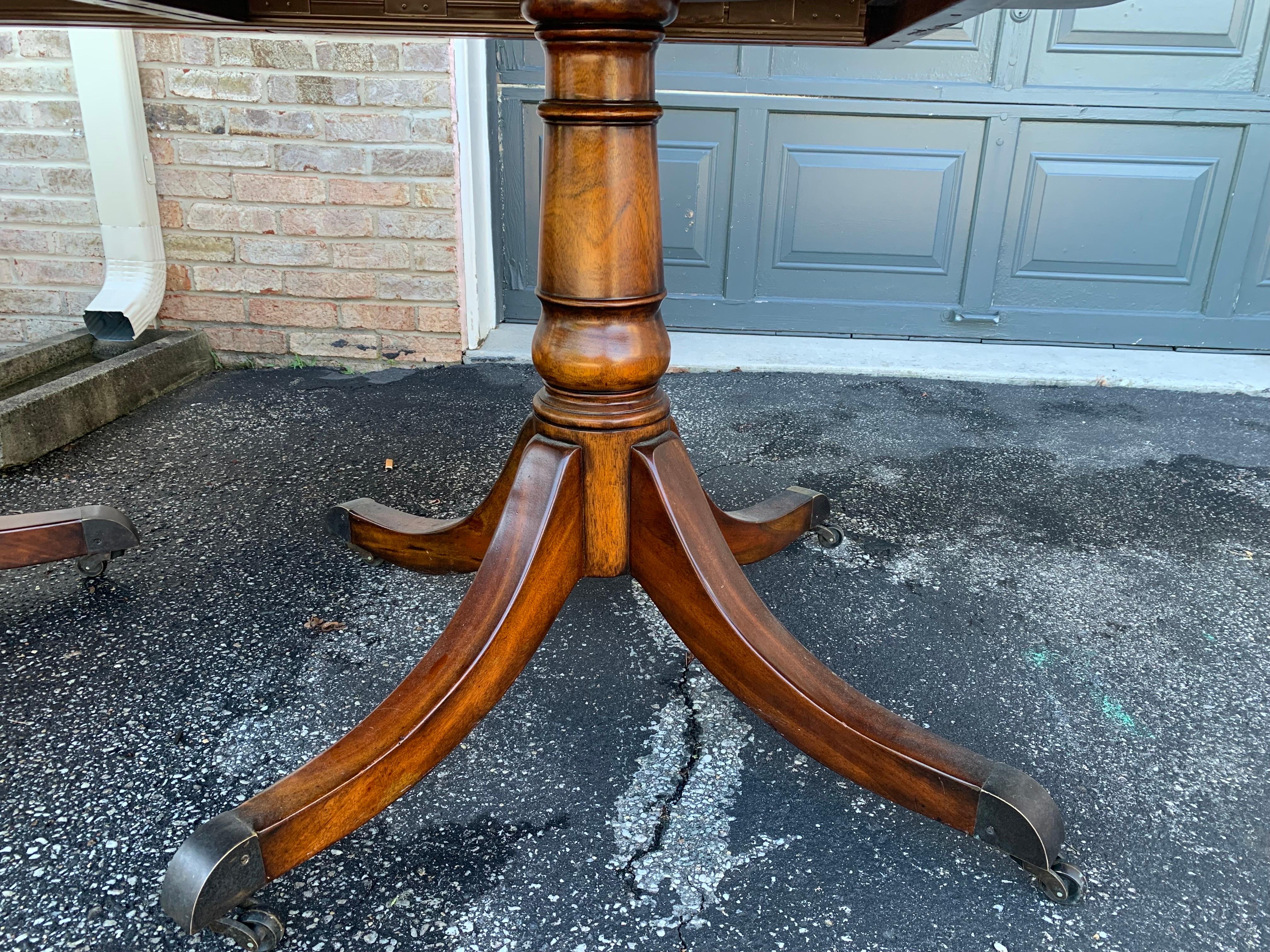 20th Century Burl Wood Double Pedestal Dining Table