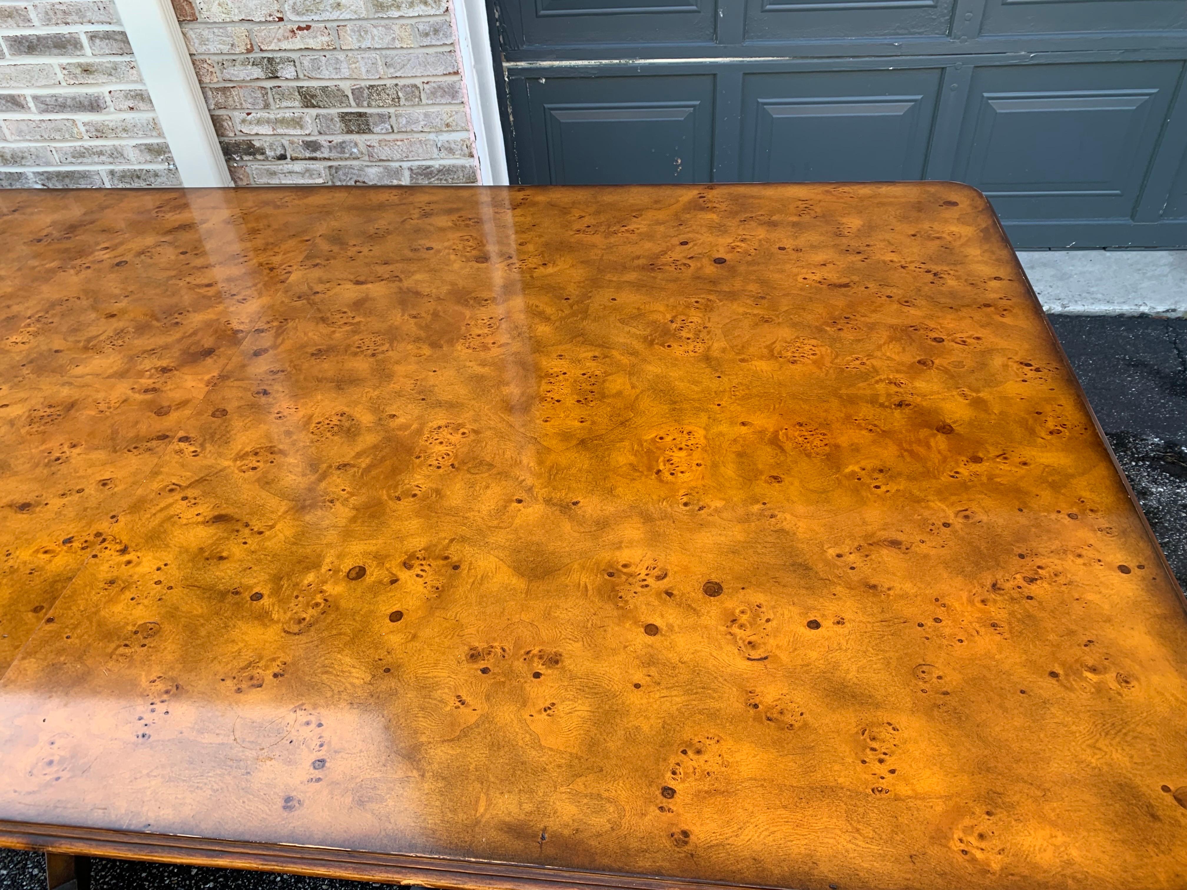 Burl Wood Double Pedestal Dining Table 1
