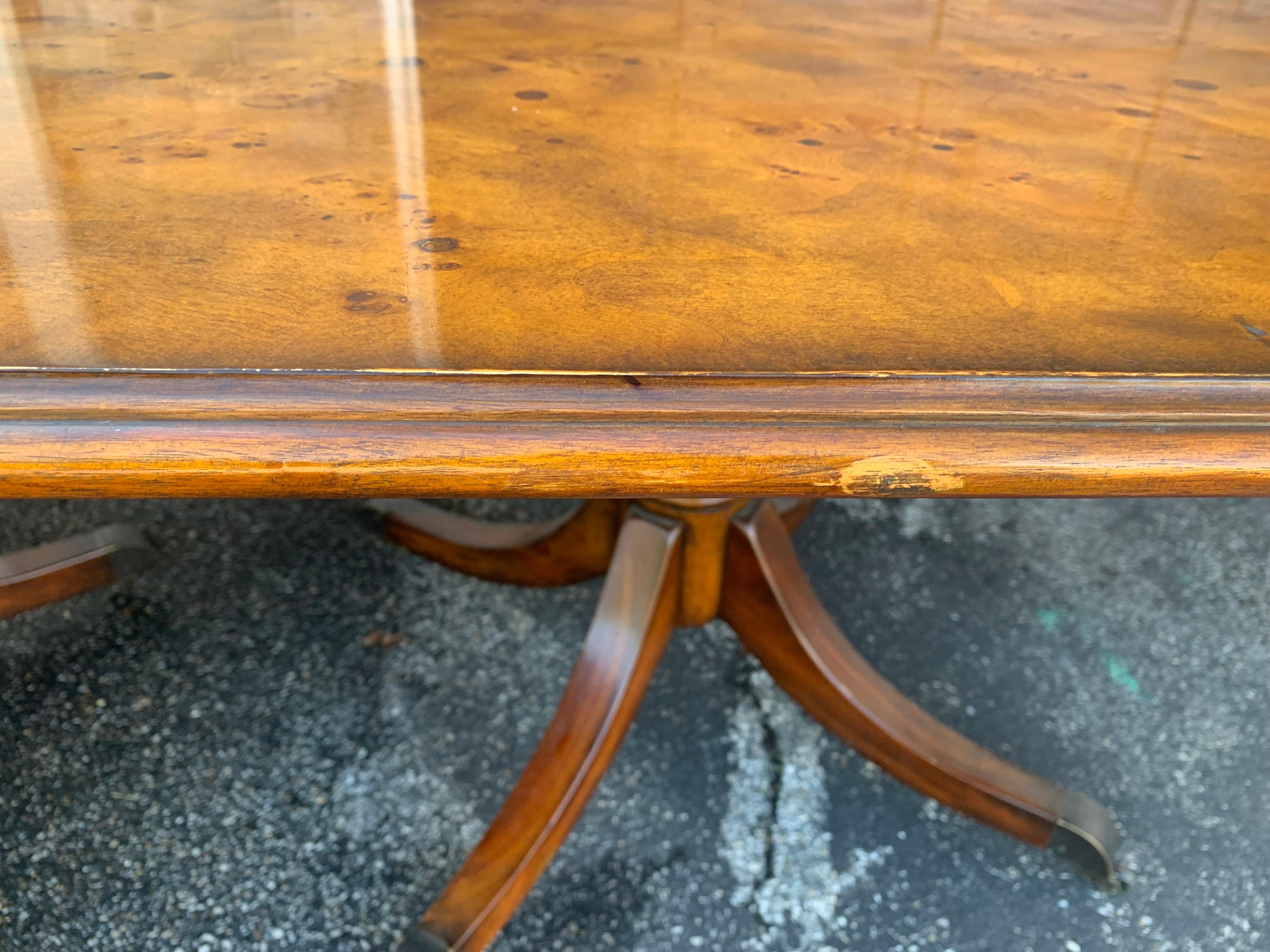 Burl Wood Double Pedestal Dining Table 2