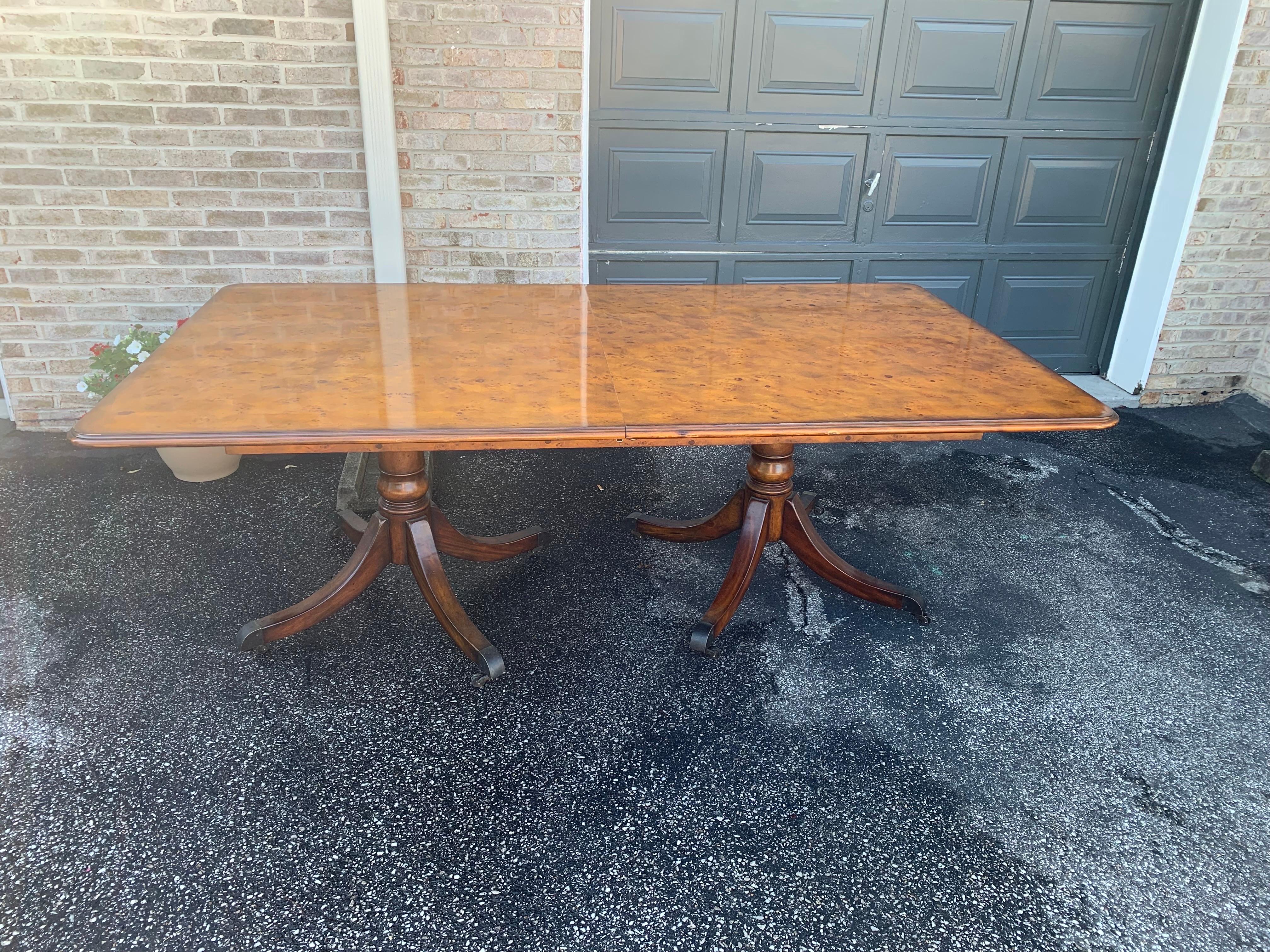 Burl Wood Double Pedestal Dining Table 3