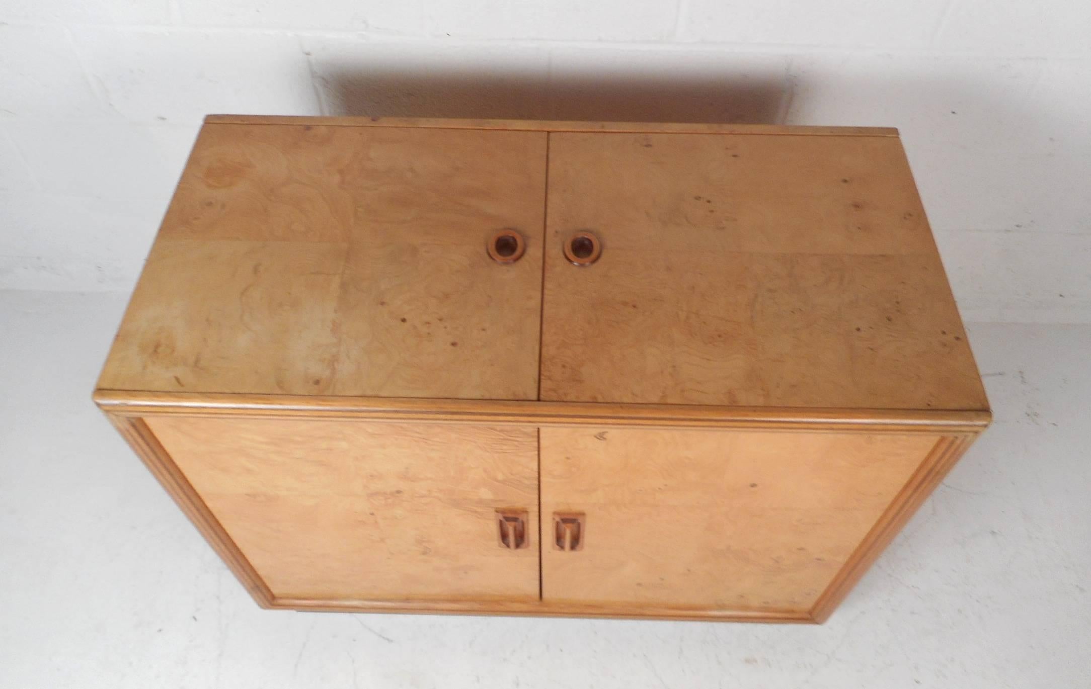 American Burl Wood Flip Top Dry Bar 