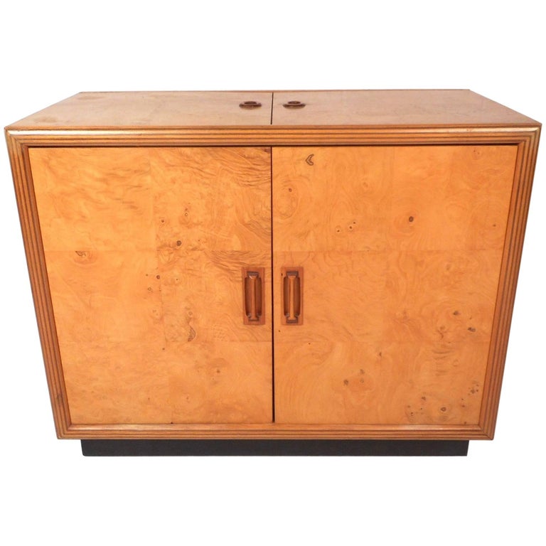 Burl Wood Flip Top Dry Bar Scene Two By Henredon For Sale At 1stdibs