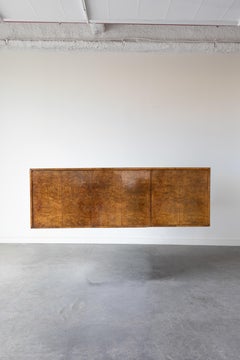 Burl Wood Floating Cabinet by Milo Baughman