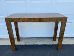 Burl Wood Formica Parsons Console Table