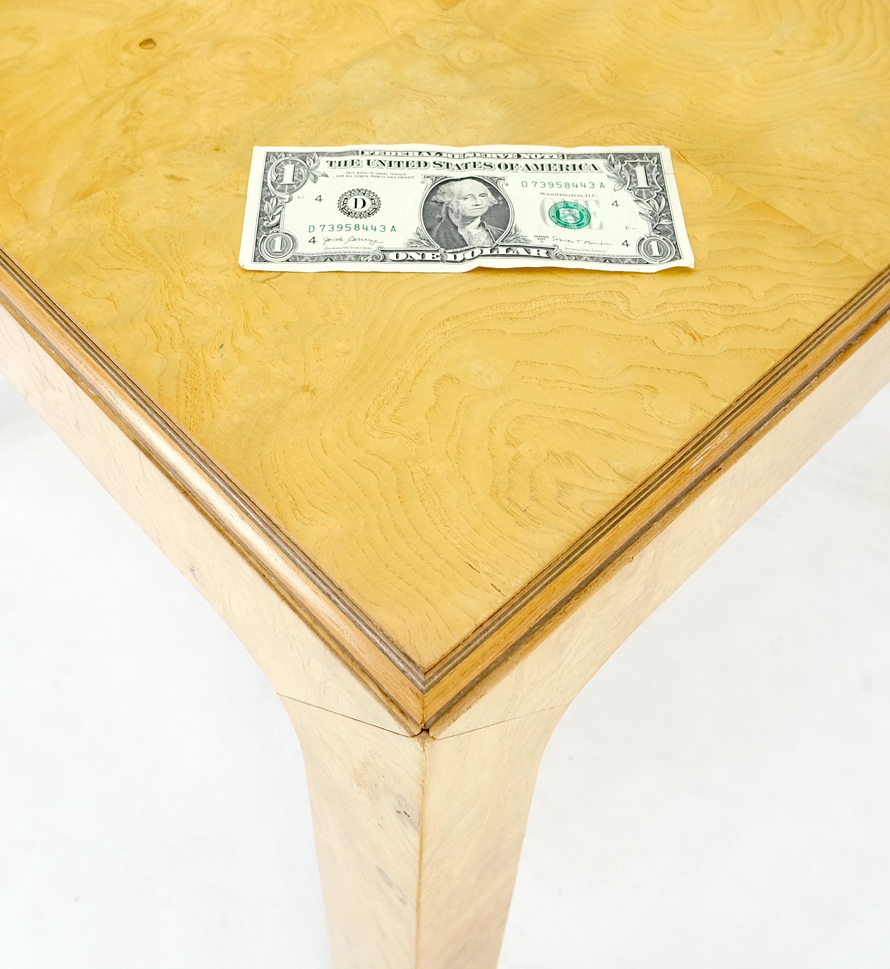 Lacquered Burl Wood Henredon Square Game Card Small Dining Table Mint! For Sale