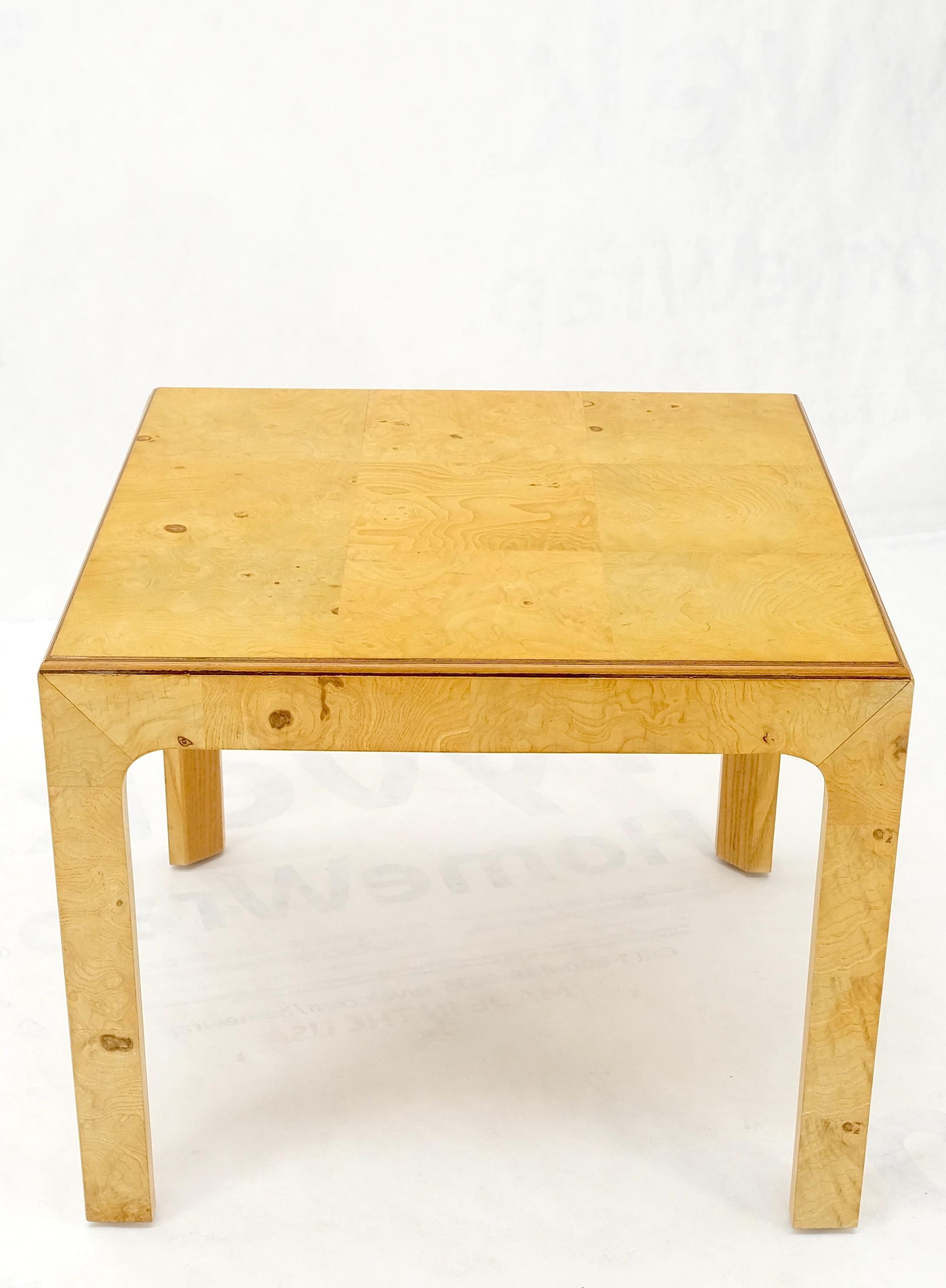 20th Century Burl Wood Henredon Square Game Card Small Dining Table Mint! For Sale