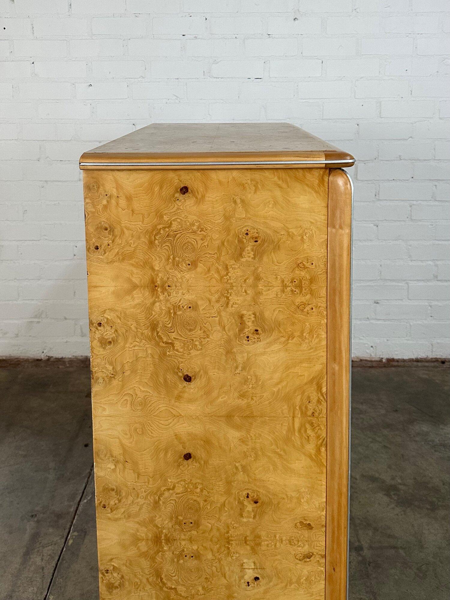 Chrome Burl Wood Highboy by Lane