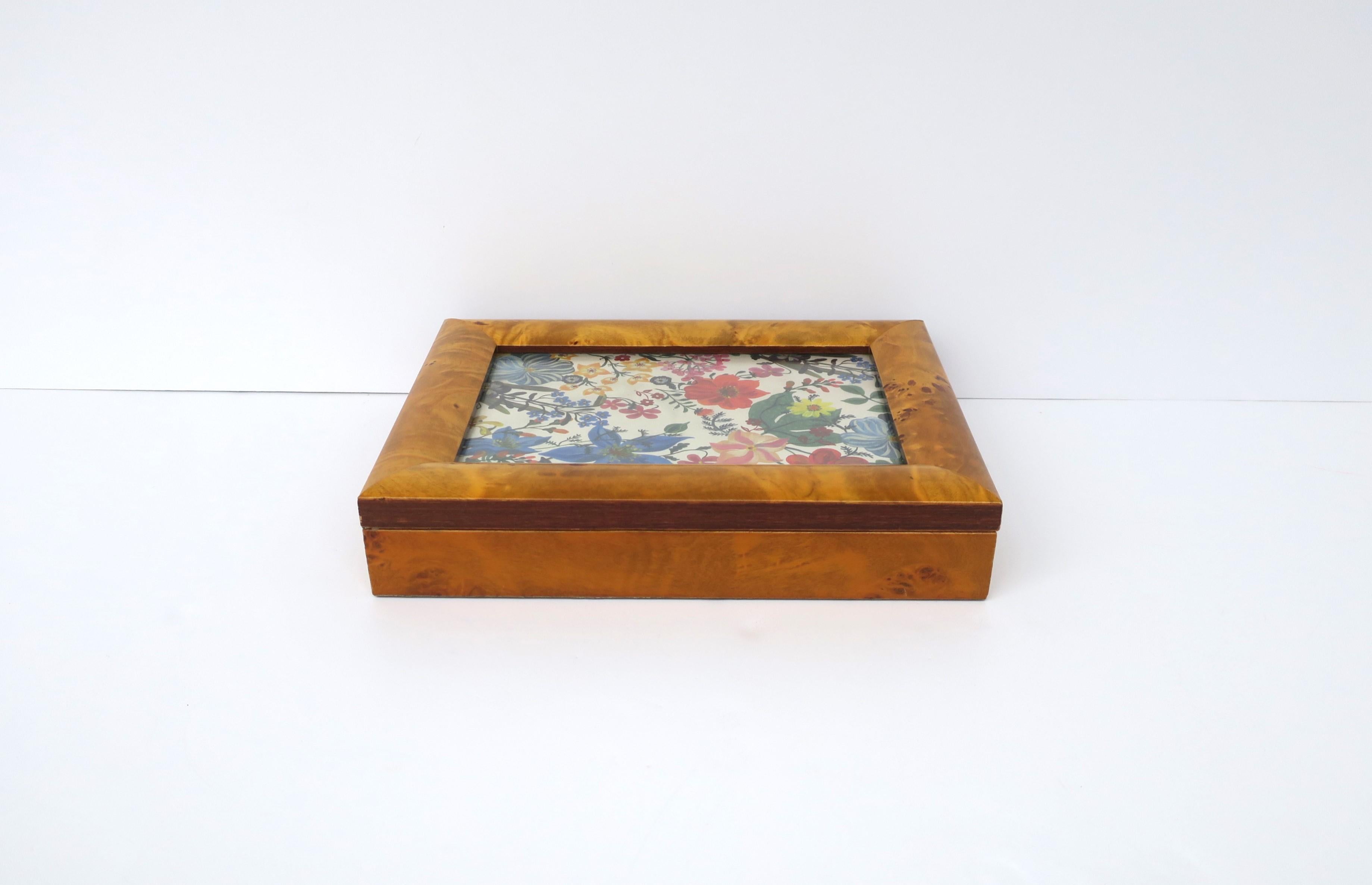 European Burl Wood Jewelry Box and Picture Frame For Sale