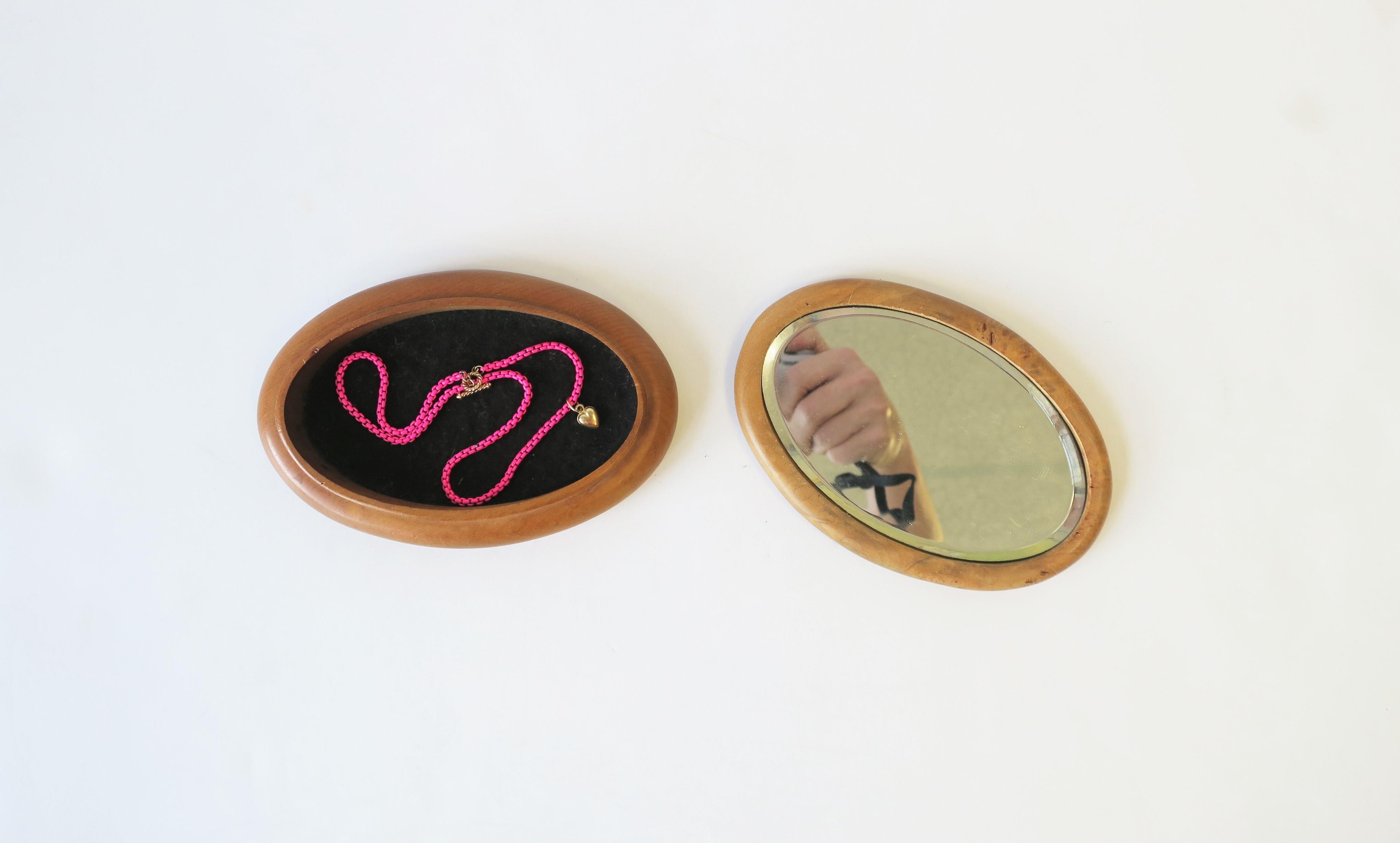 Boîte à bijoux en bois de ronce avec miroir de coiffeuse en vente 8