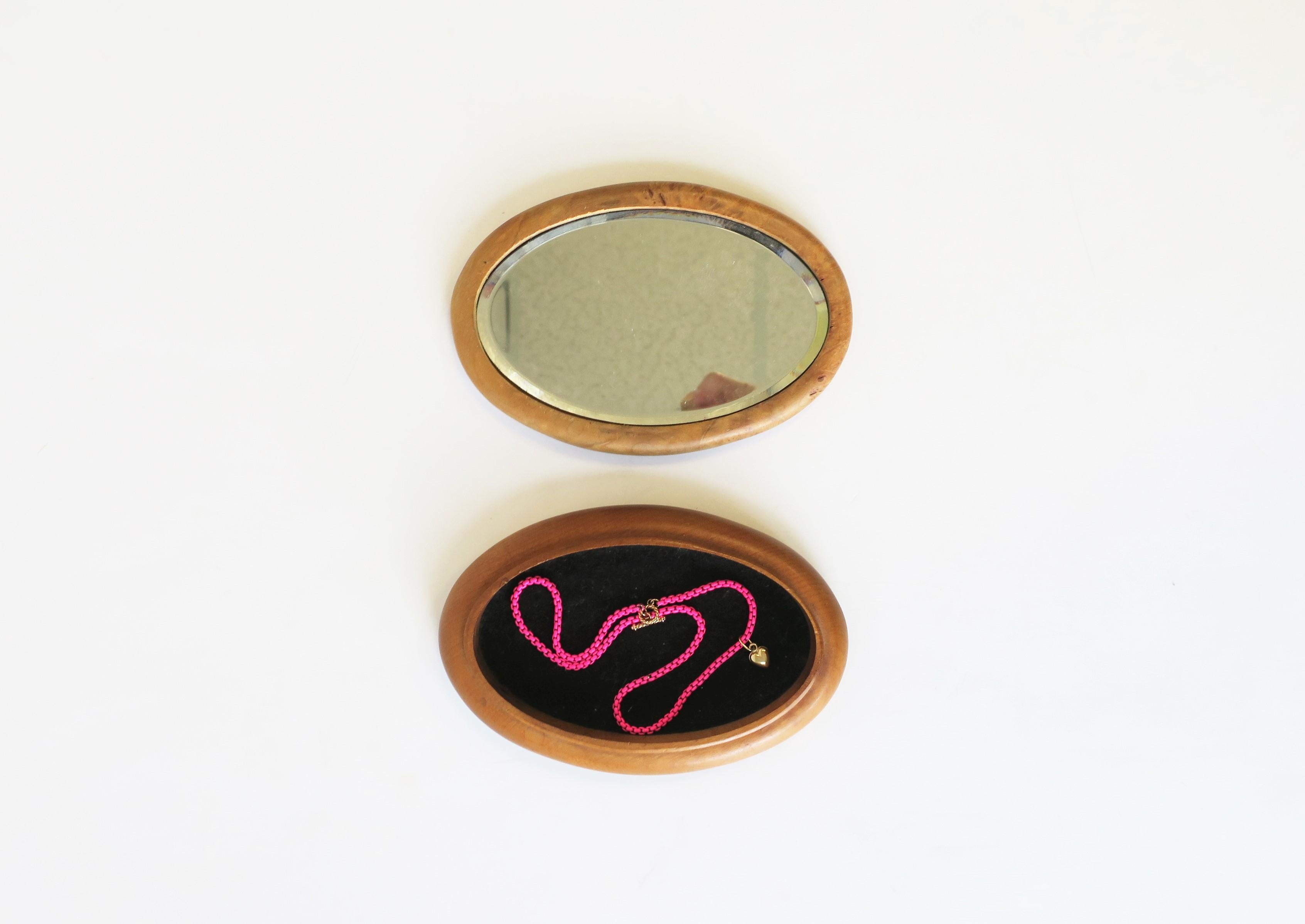 Miroir Boîte à bijoux en bois de ronce avec miroir de coiffeuse en vente