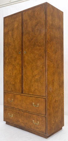 Vintage Burl Wood Large 74" Tall Gentelman's Chest Dresser High Boy Campaign Style MINT!