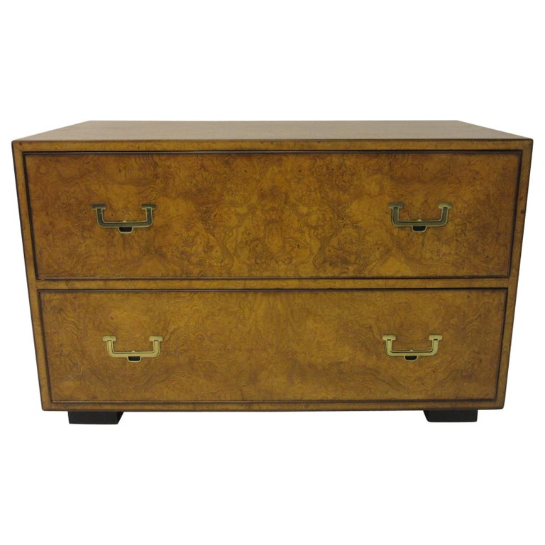 Burl Wood Low Two Drawer Chest By John Widdicomb For Sale At 1stdibs