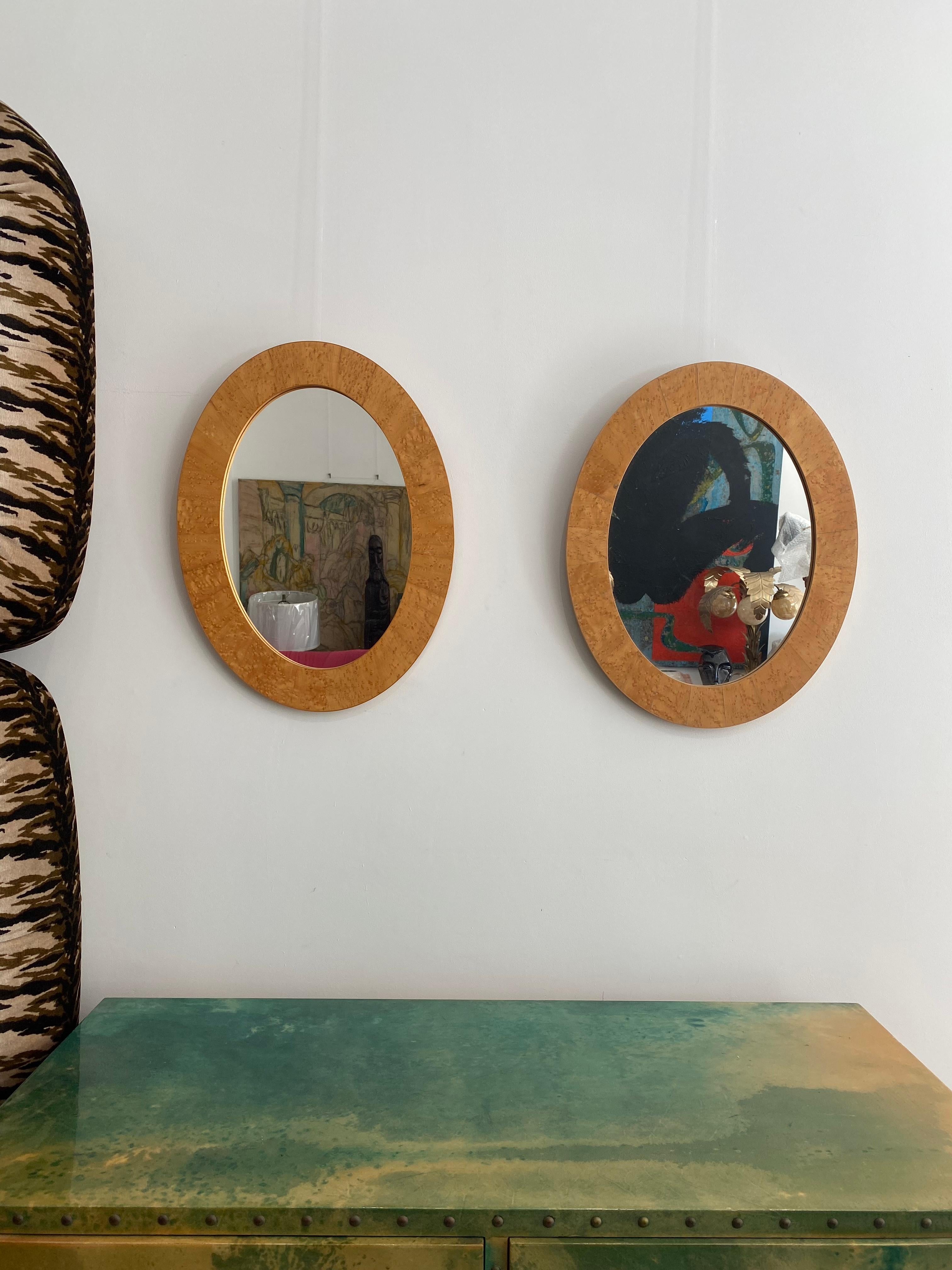 Miroir ovale Art Déco des années 1970, moderne du milieu du siècle, vintage n°1 en vente 3