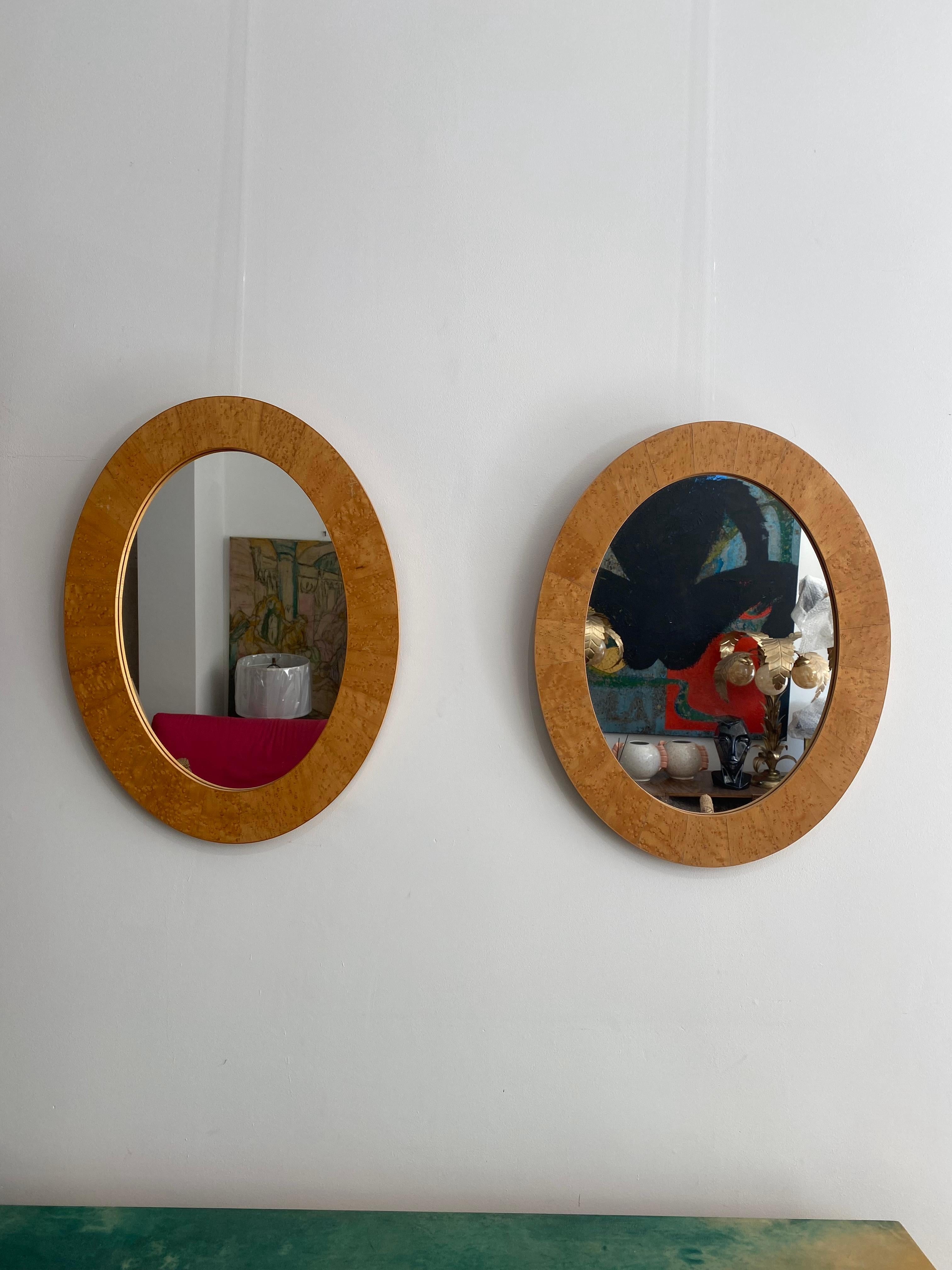 Miroir ovale Art Déco des années 1970, moderne du milieu du siècle, vintage #2 en vente 1