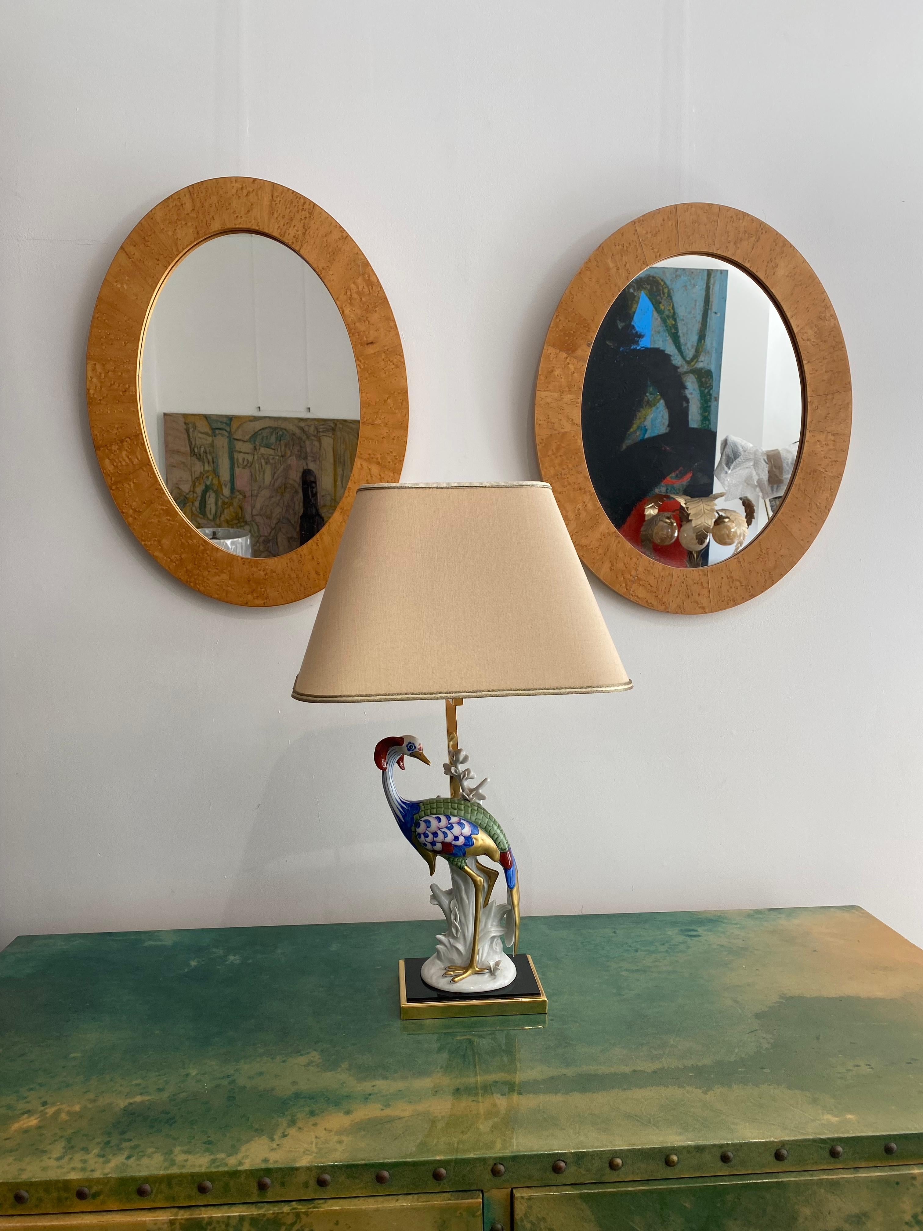 Miroir ovale Art Déco des années 1970, moderne du milieu du siècle, vintage #2 en vente 2