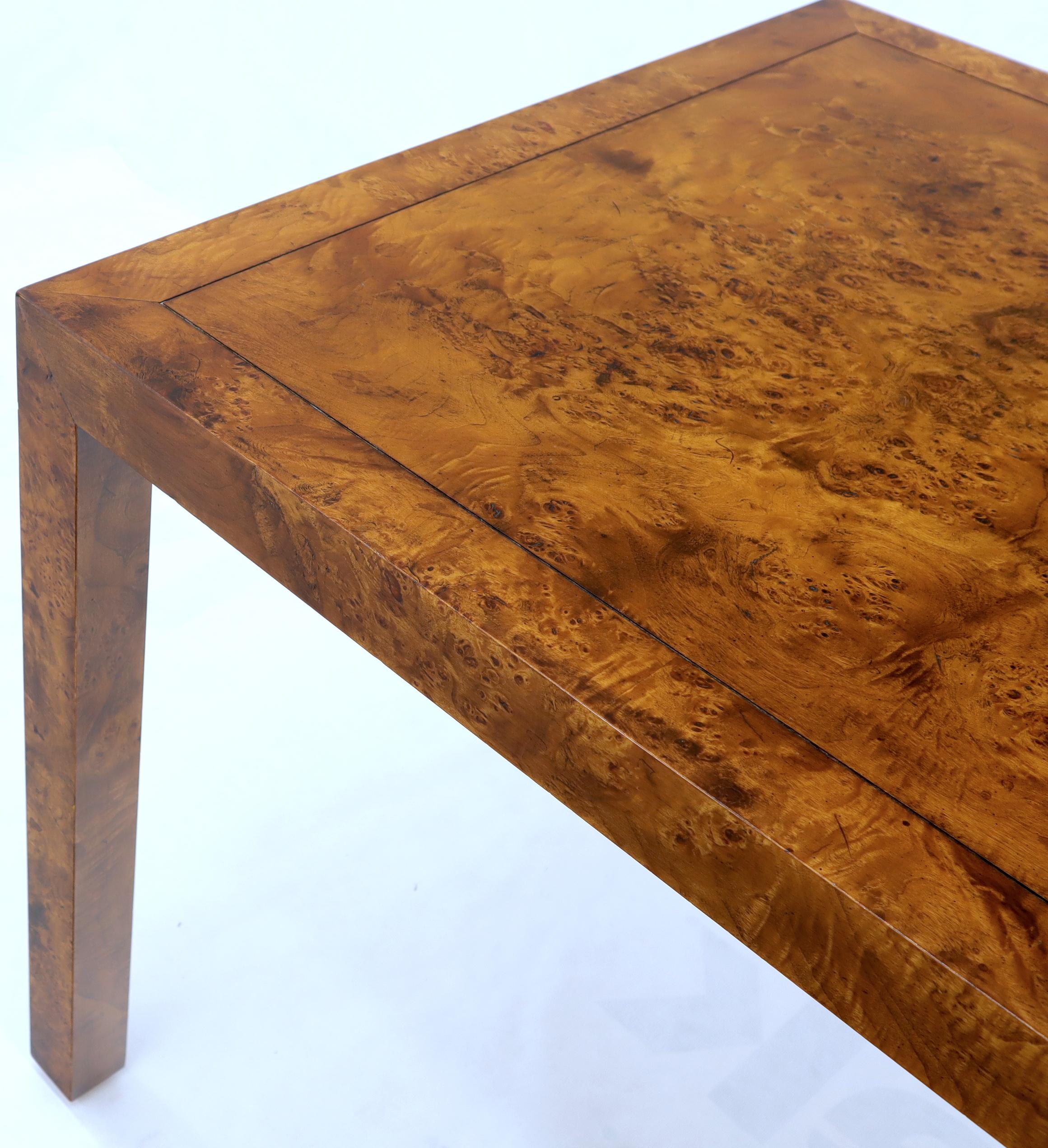 American Burl Wood Mid-Century Modern Parsons Style Game Table