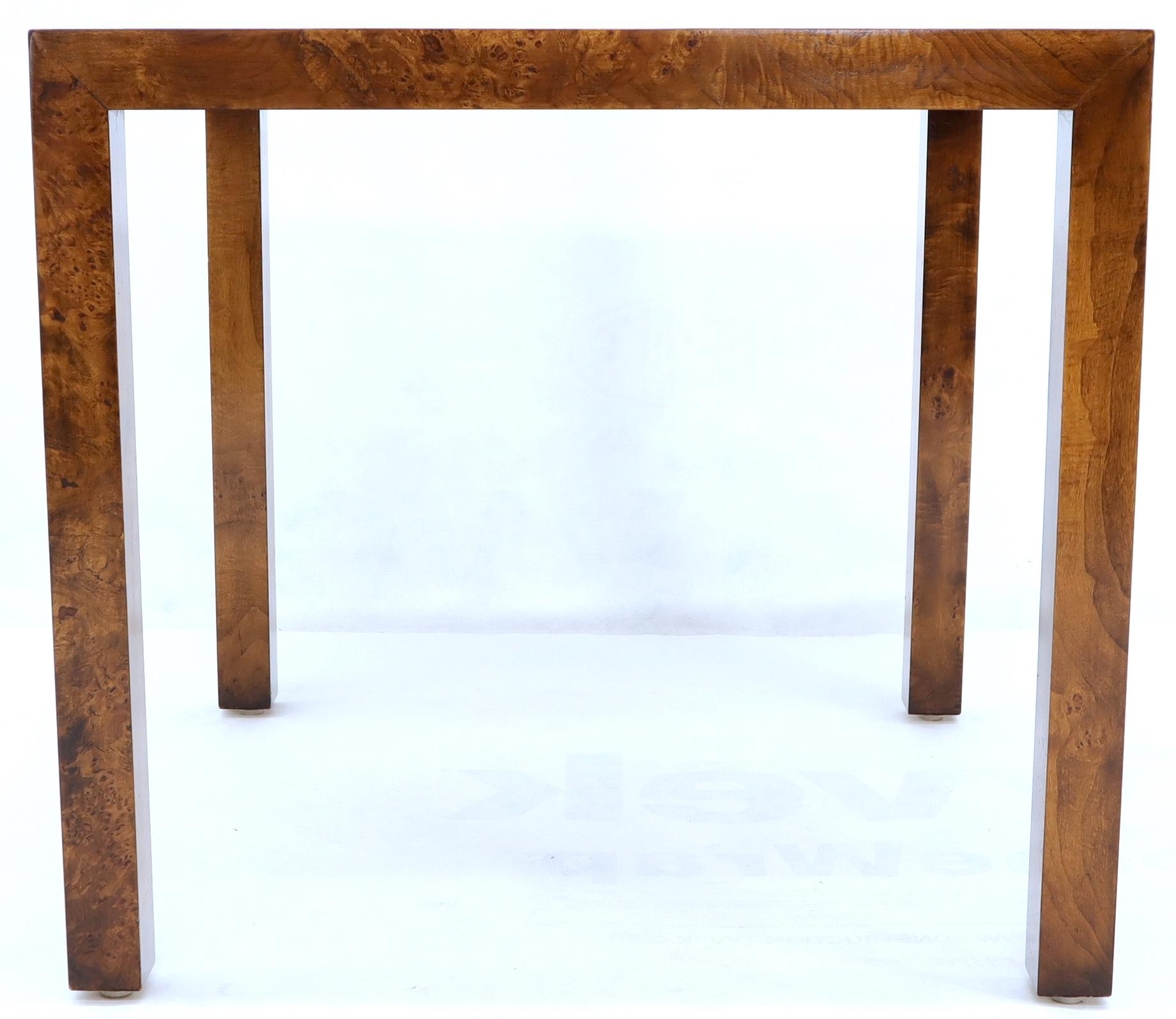 Burl Wood Mid-Century Modern Parsons Style Game Table In Excellent Condition In Rockaway, NJ