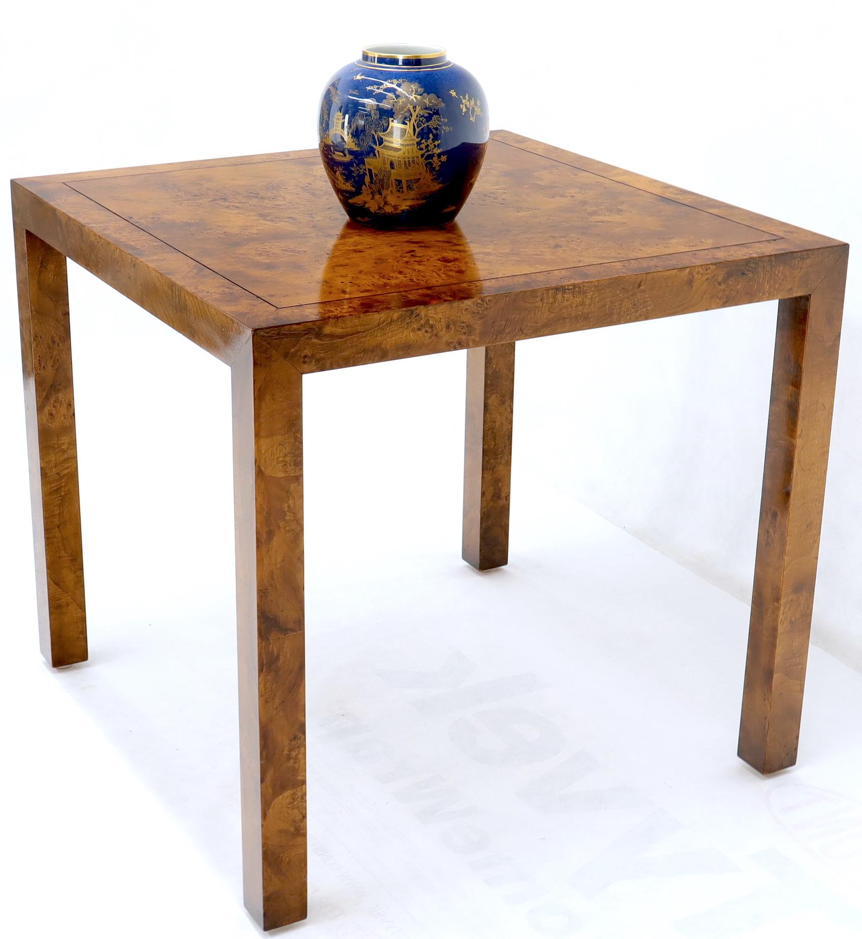 20th Century Burl Wood Mid-Century Modern Parsons Style Game Table