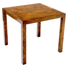 Burl Wood Mid-Century Modern Parsons Style Game Table