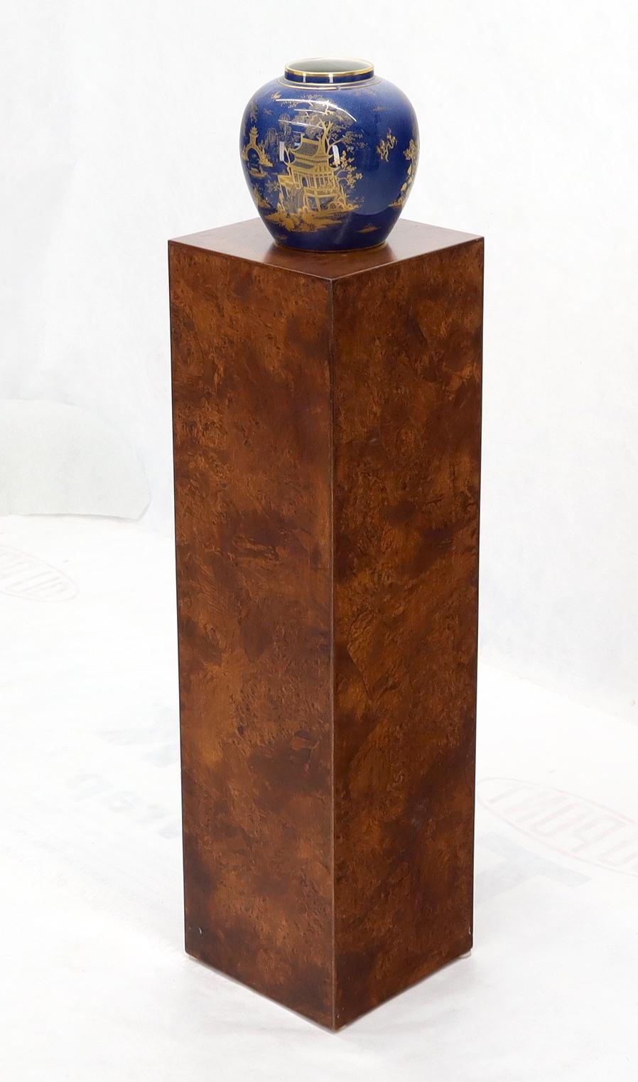 Burl Wood Mid-Century Modern Square Pedestal Stand In Excellent Condition In Rockaway, NJ