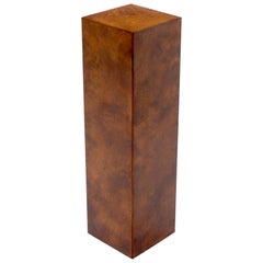 Burl Wood Mid-Century Modern Square Pedestal Stand