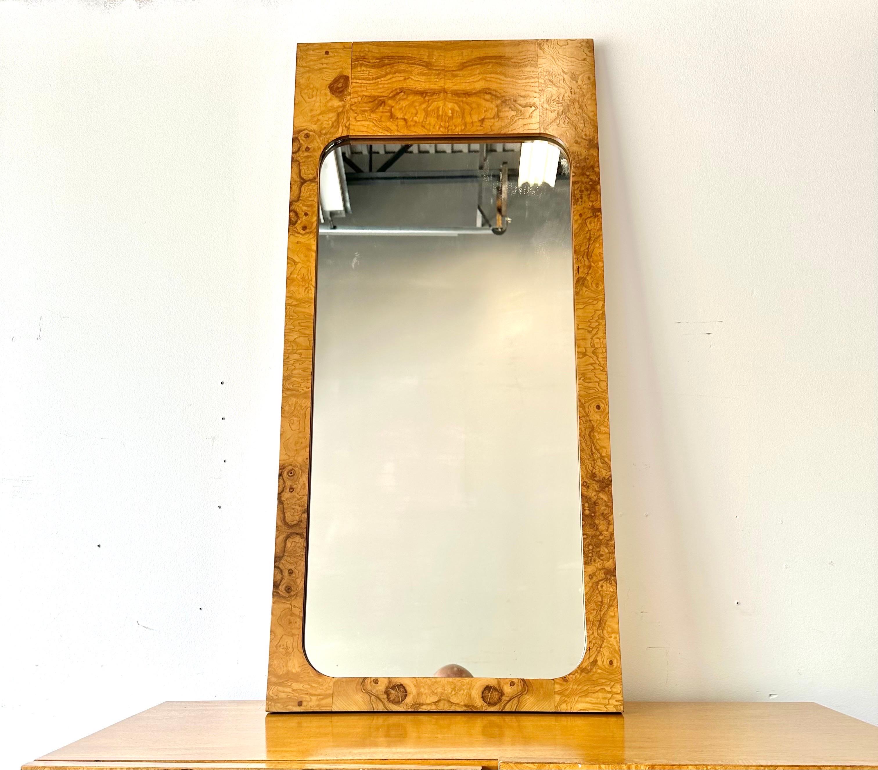 Post-Modern Burl Wood Mirror by Roland Carter