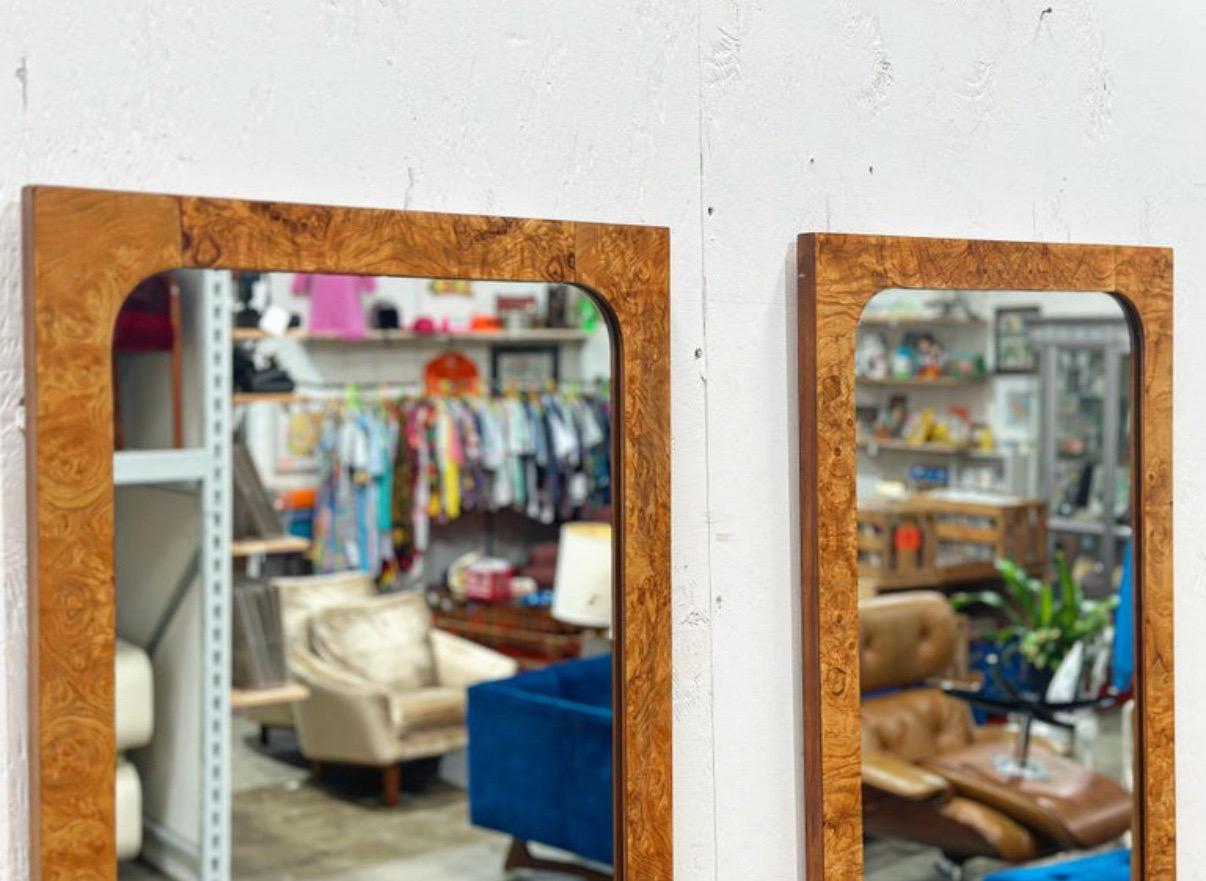 Mid-Century Modern Burl Wood Mirror - Roland Carter for Lane - Midcentury After Milo Baughman