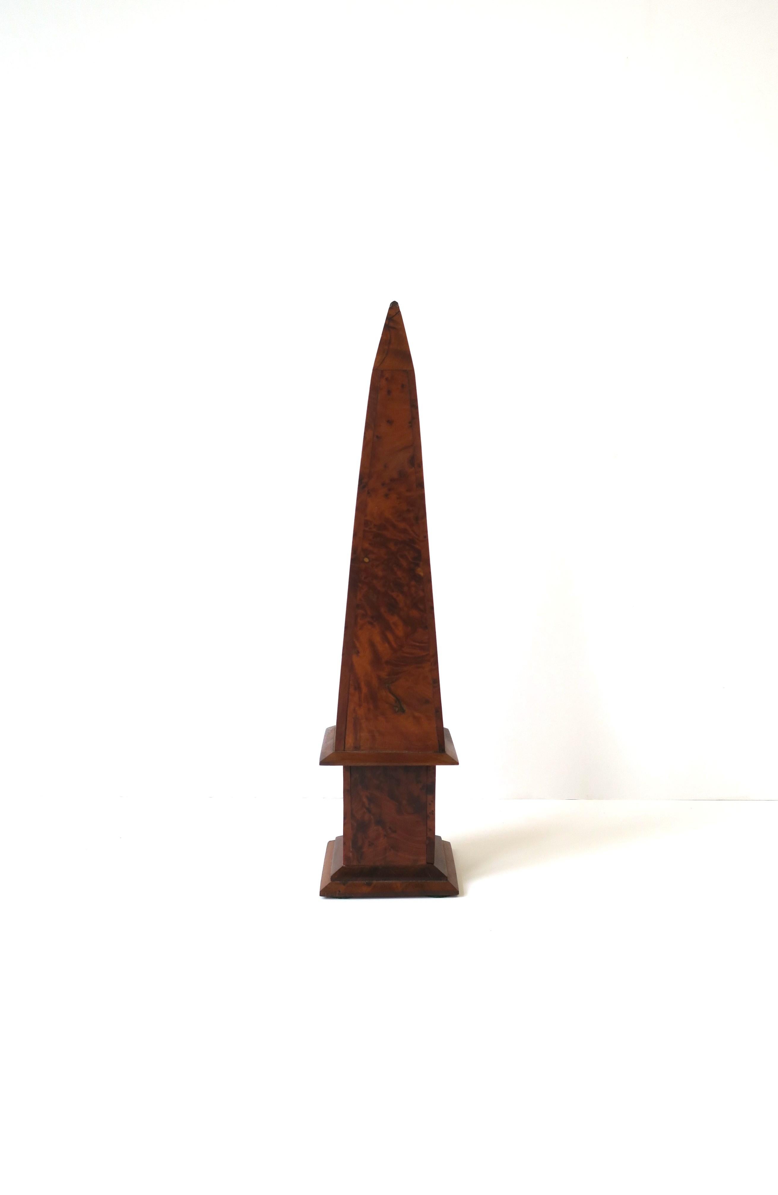 Modern English Burl Wood Obelisk For Sale