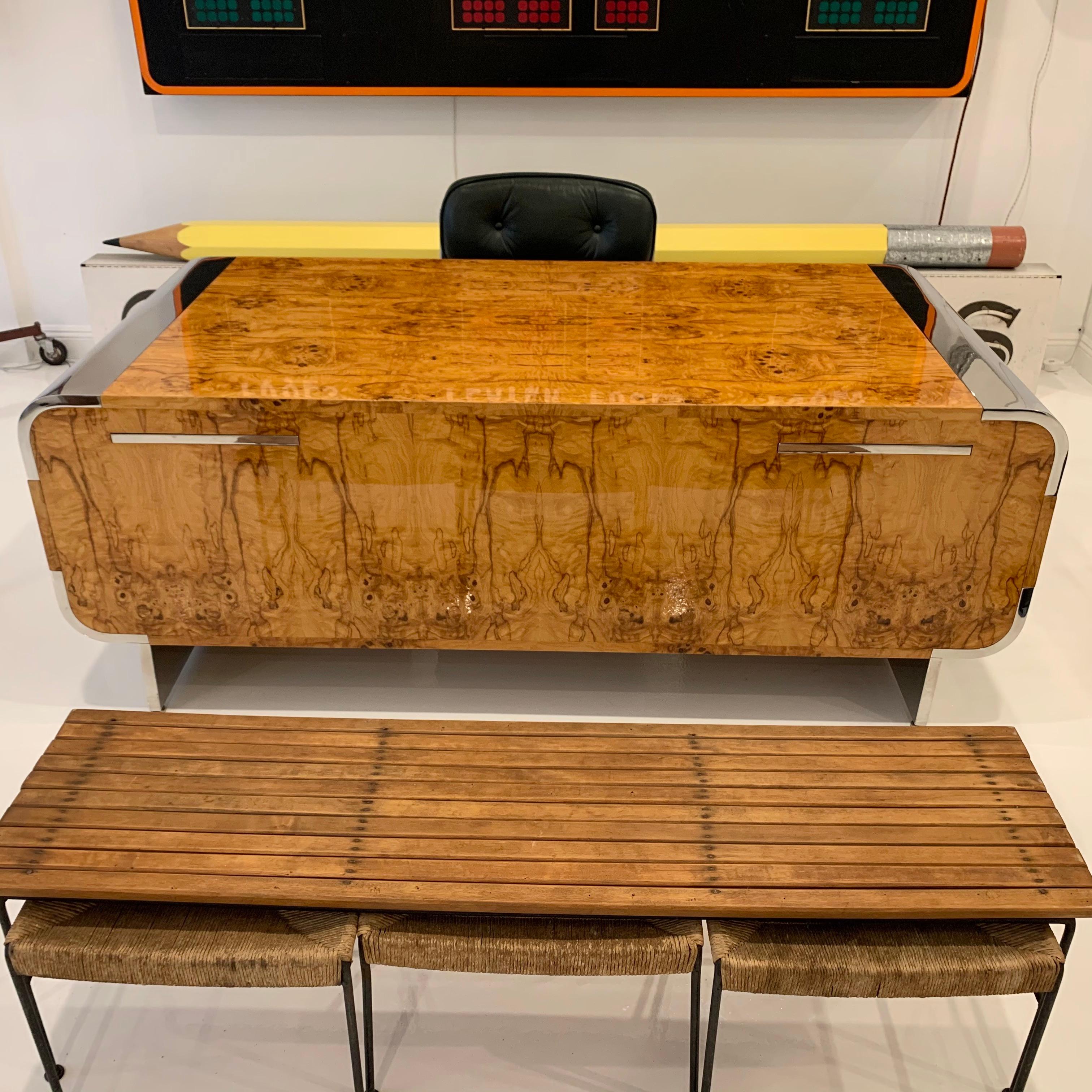 American Burl Wood Pace Desk by Irving Rosen