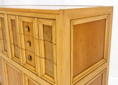 Burl Wood Panel Brass Birch 7 Drawer Mid Century Modern High Boy Dresser MINT!