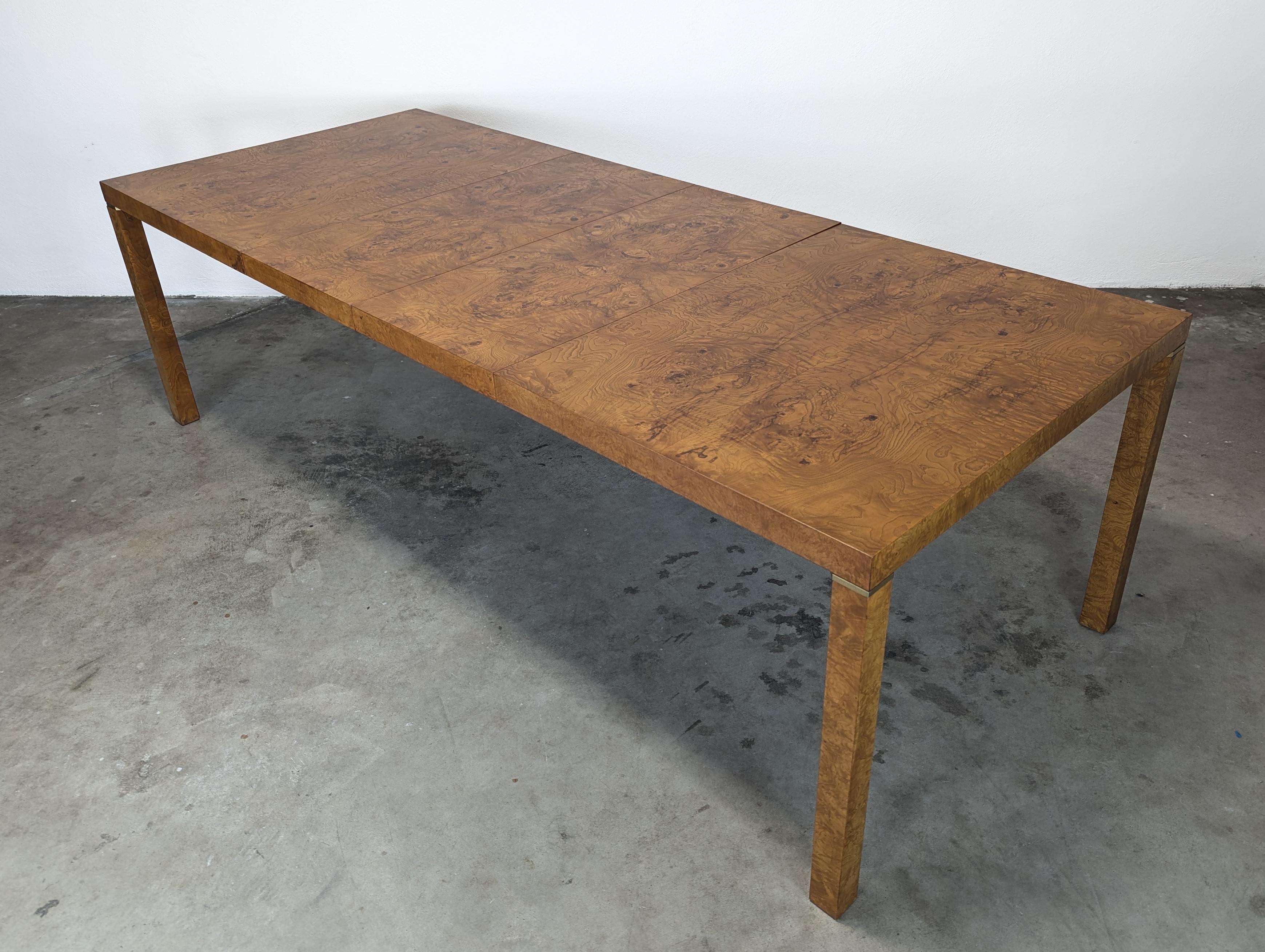 Burl Wood Parsons Extension Dining Table by Lane, Milo Baughman Style, Restored 4