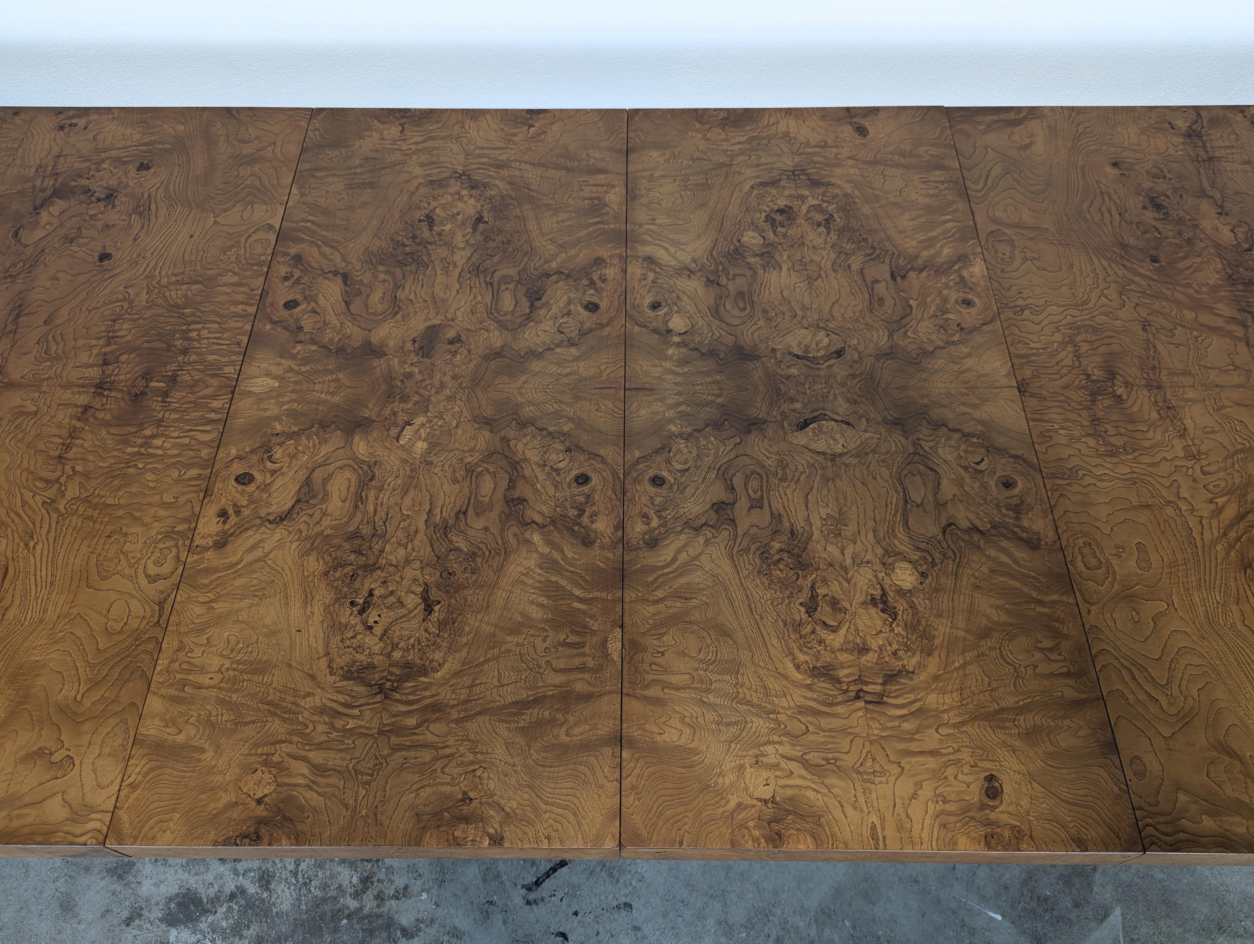 Burl Wood Parsons Extension Dining Table by Lane, Milo Baughman Style, Restored 8