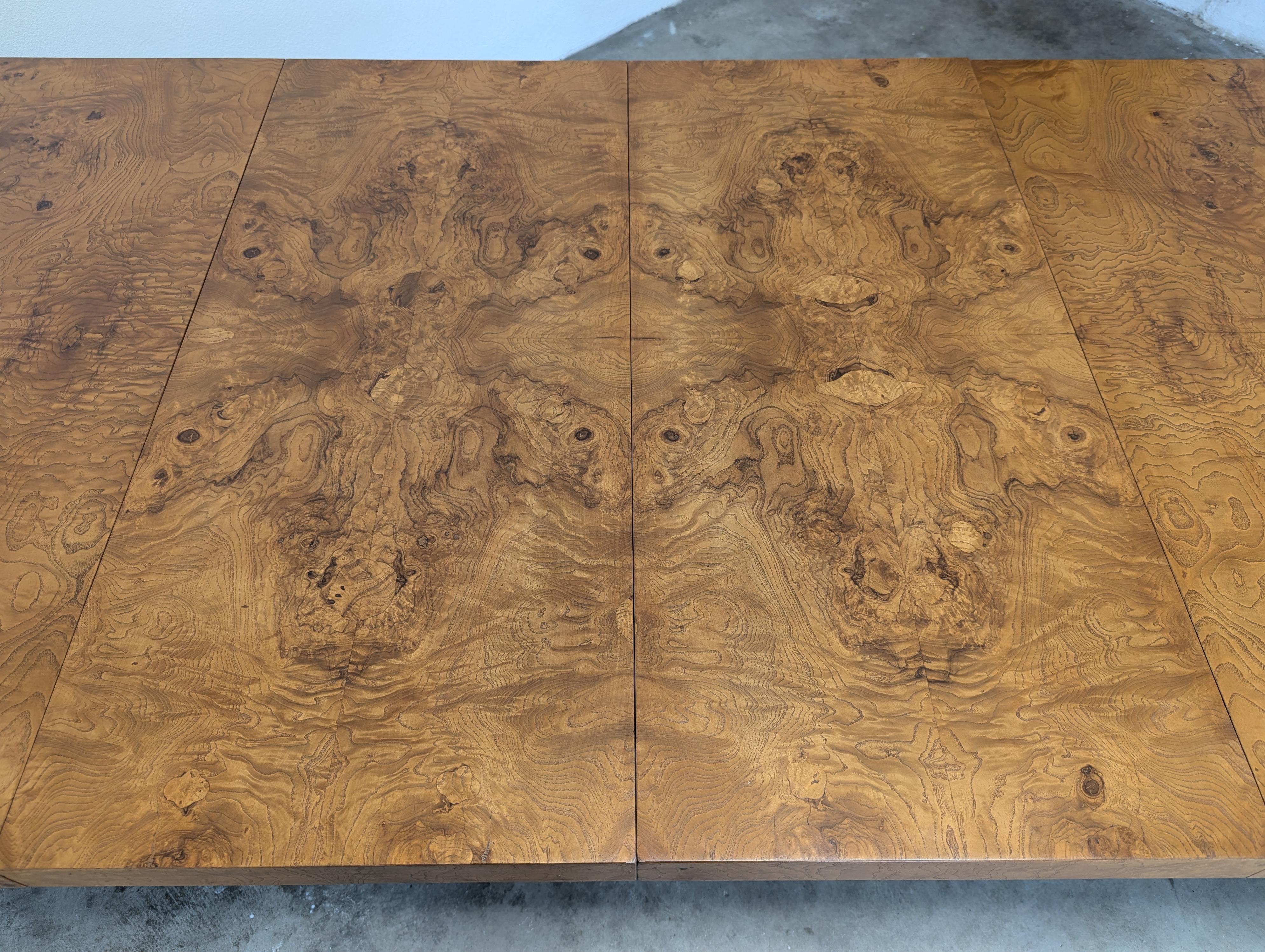 Burl Wood Parsons Extension Dining Table by Lane, Milo Baughman Style, Restored 9