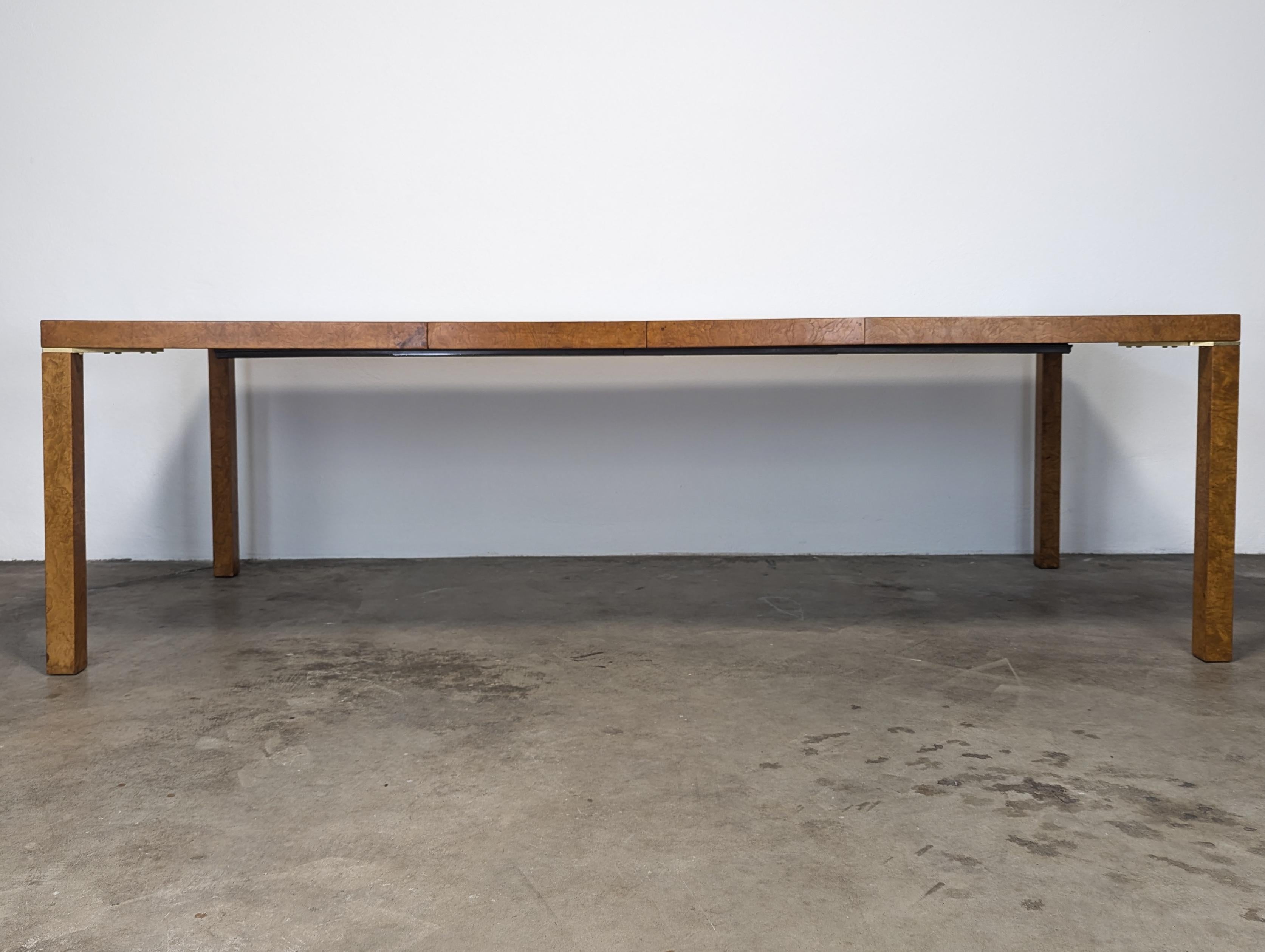 Burl Wood Parsons Extension Dining Table by Lane, Milo Baughman Style, Restored 2