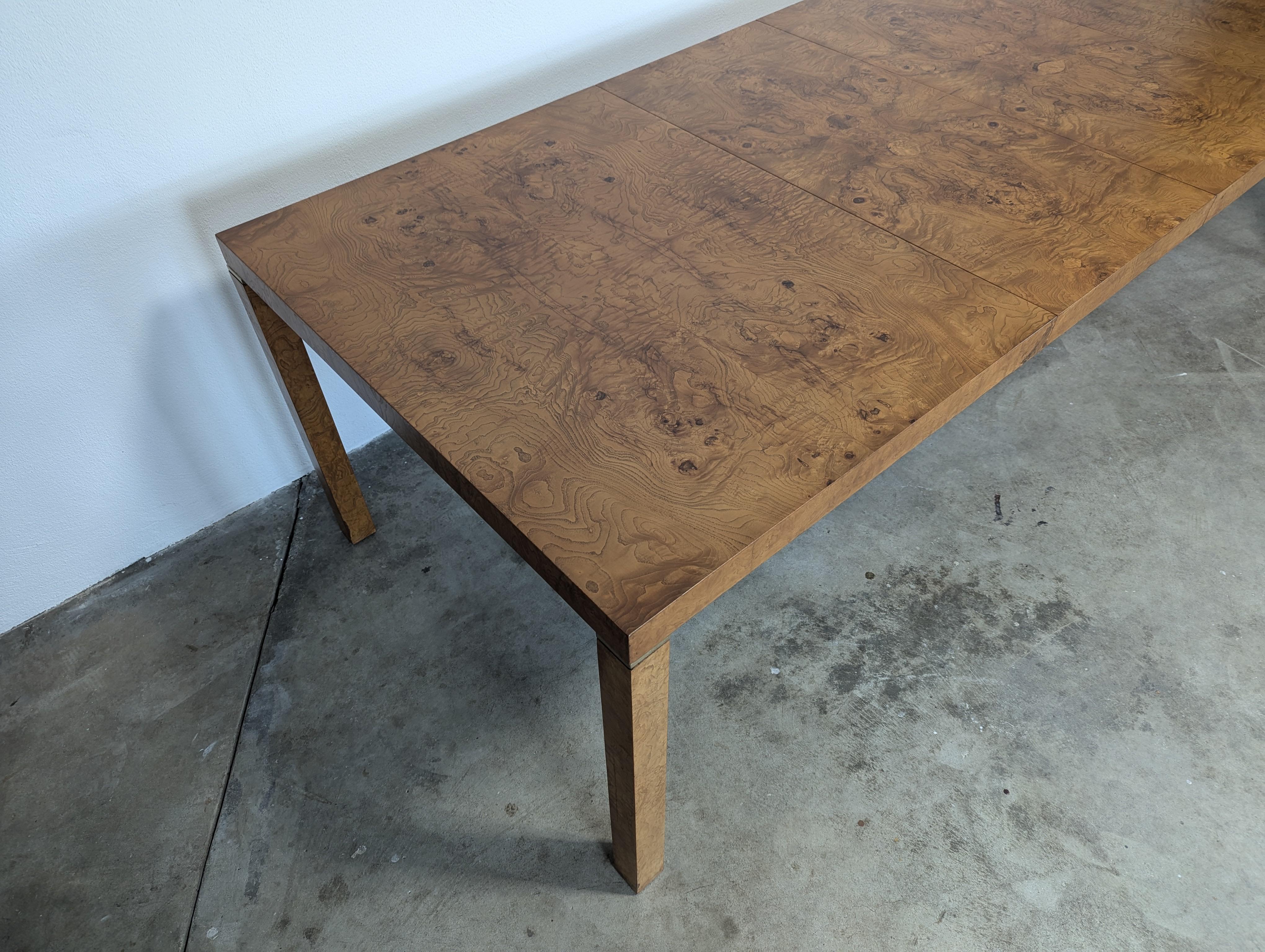 Burl Wood Parsons Extension Dining Table by Lane, Milo Baughman Style, Restored 3
