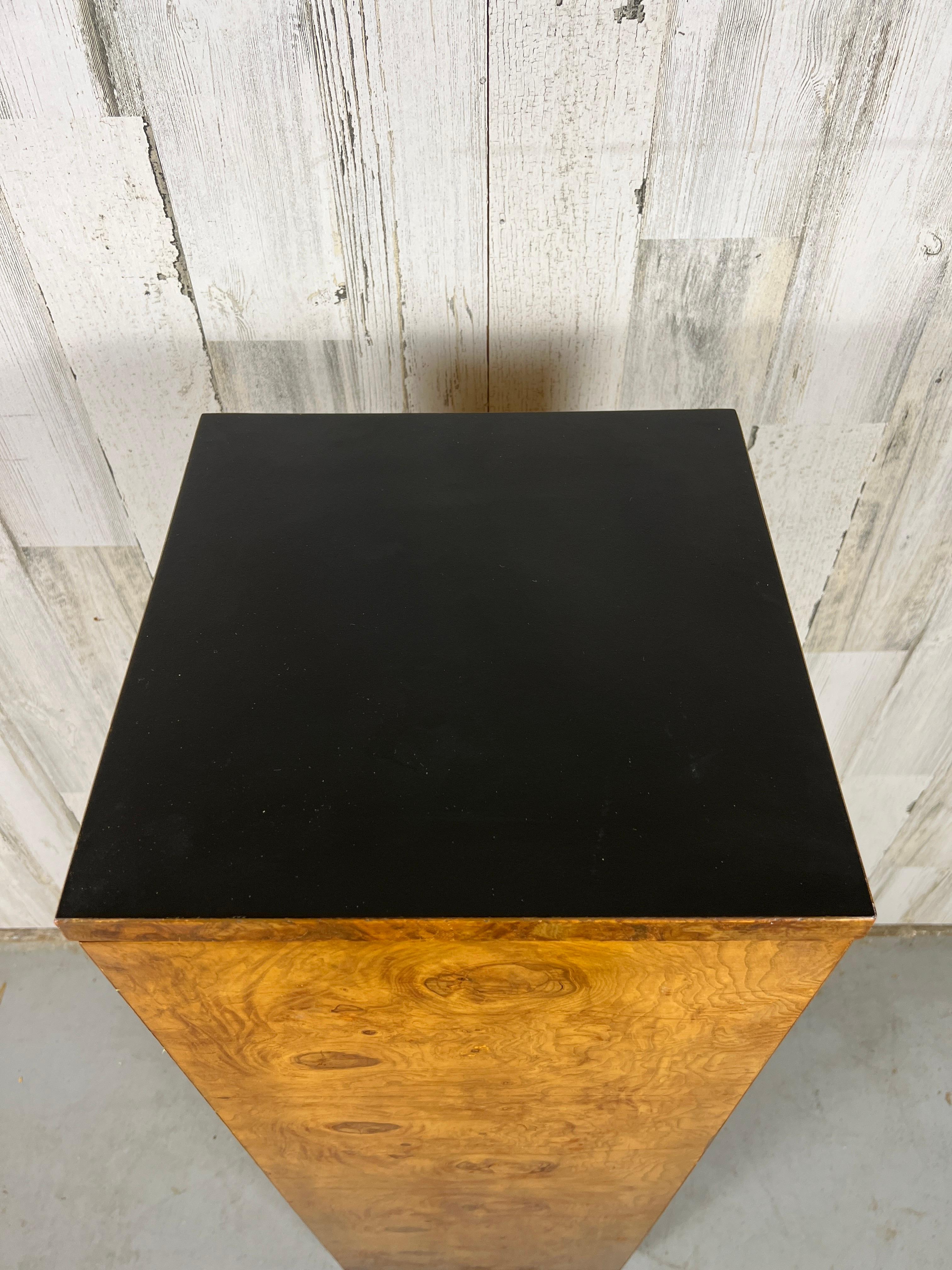 Mid-Century Modern Burl Wood Pedestal / Cabinet 