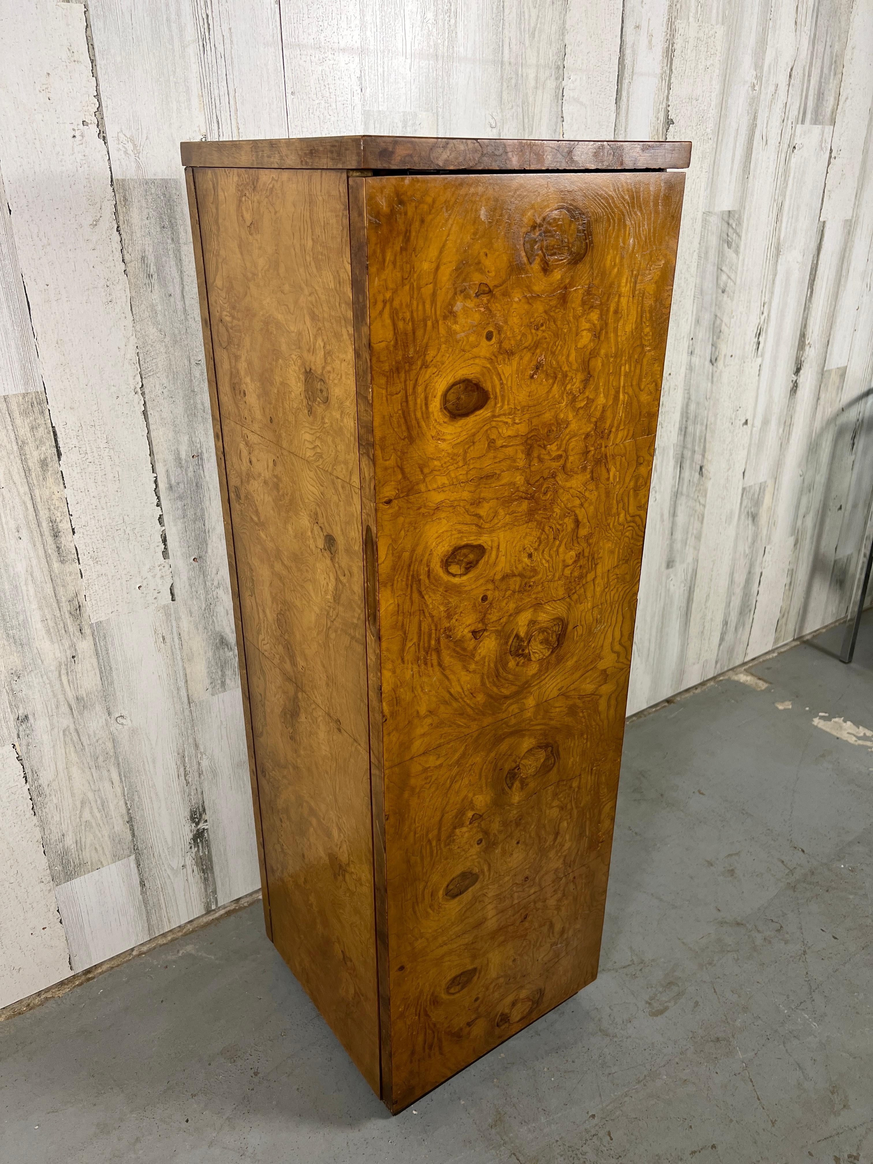 North American Burl Wood Pedestal / Cabinet 