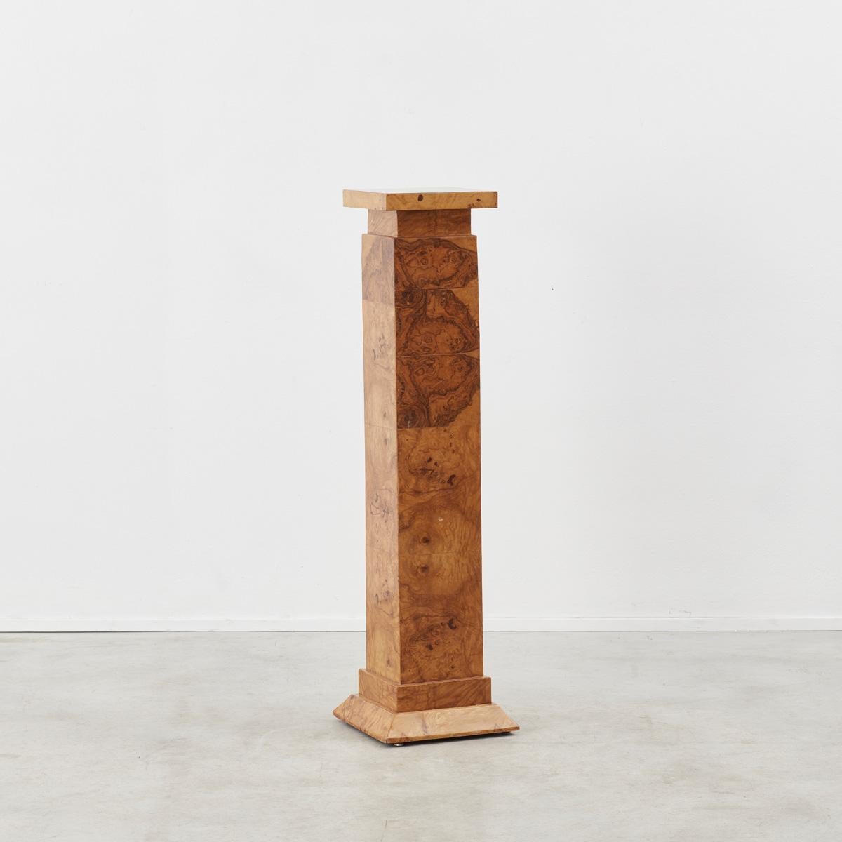 Modern Burl Wood Pedestal Plinth