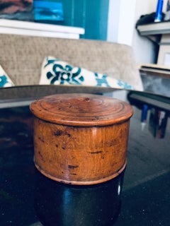 Burl Wood Powder Box With Threaded Lid